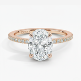 Oval Cut Hidden Halo Solitaire Engagement Ring, thumbnail 10
