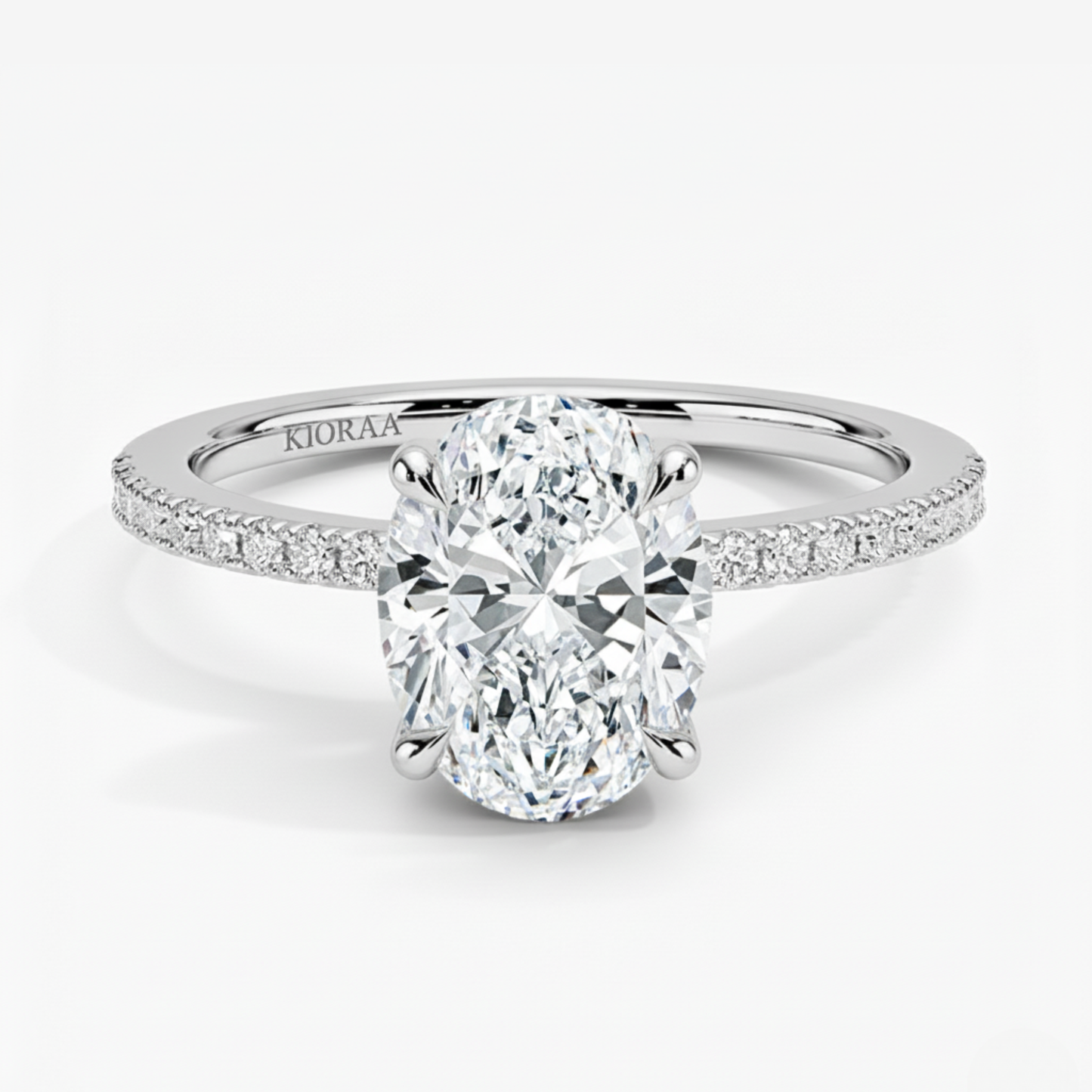 Oval Cut Hidden Halo Solitaire Engagement Ring