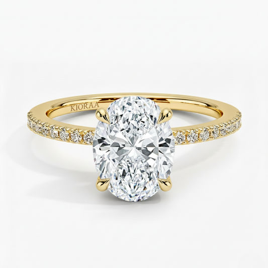 Oval Cut Hidden Halo Solitaire Engagement Ring