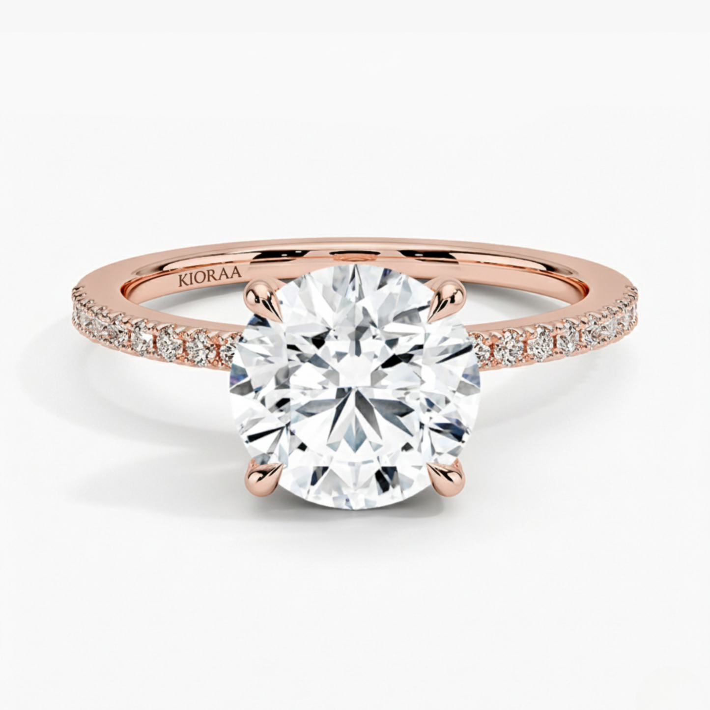 Round Cut Hidden Halo Solitaire Engagement Ring