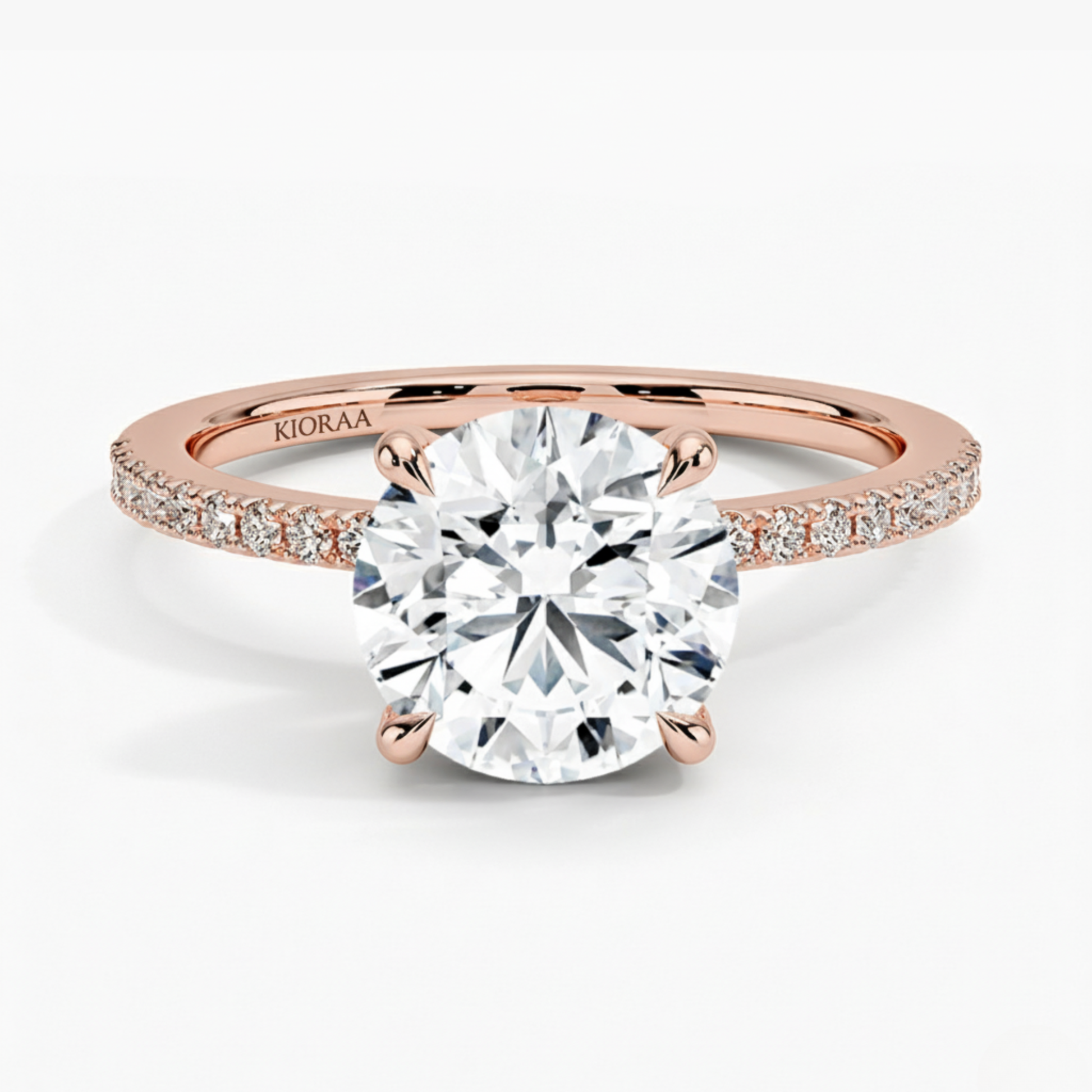 Round Cut Hidden Halo Solitaire Engagement Ring
