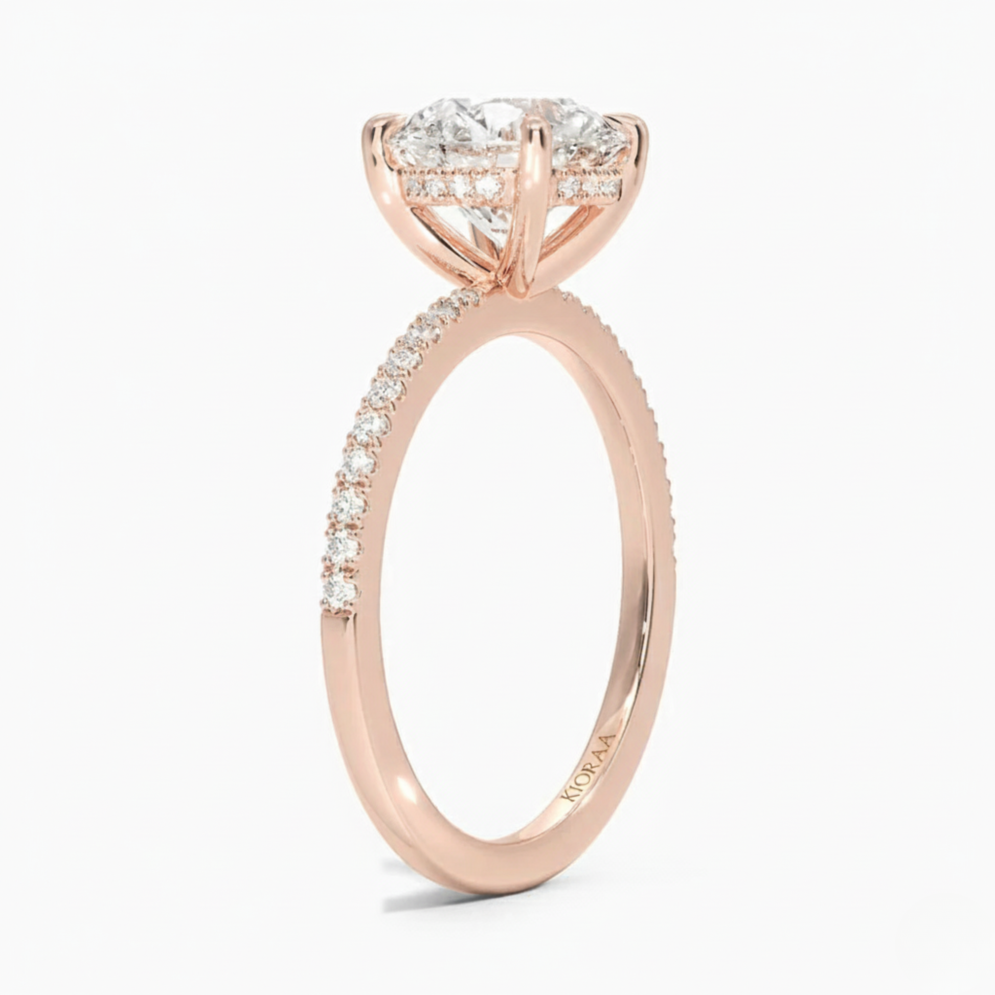 Round Cut Hidden Halo Solitaire Engagement Ring