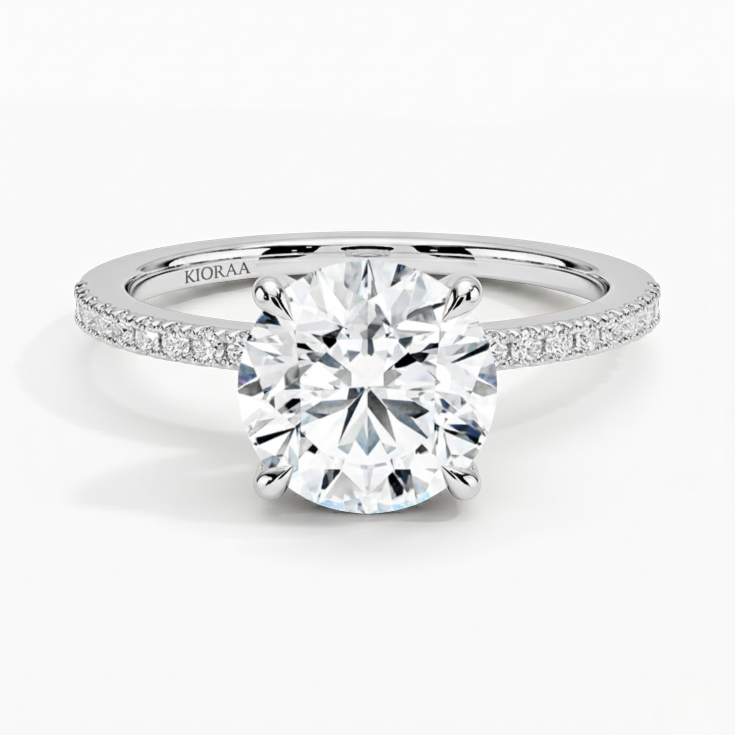 Round Cut Hidden Halo Solitaire Engagement Ring