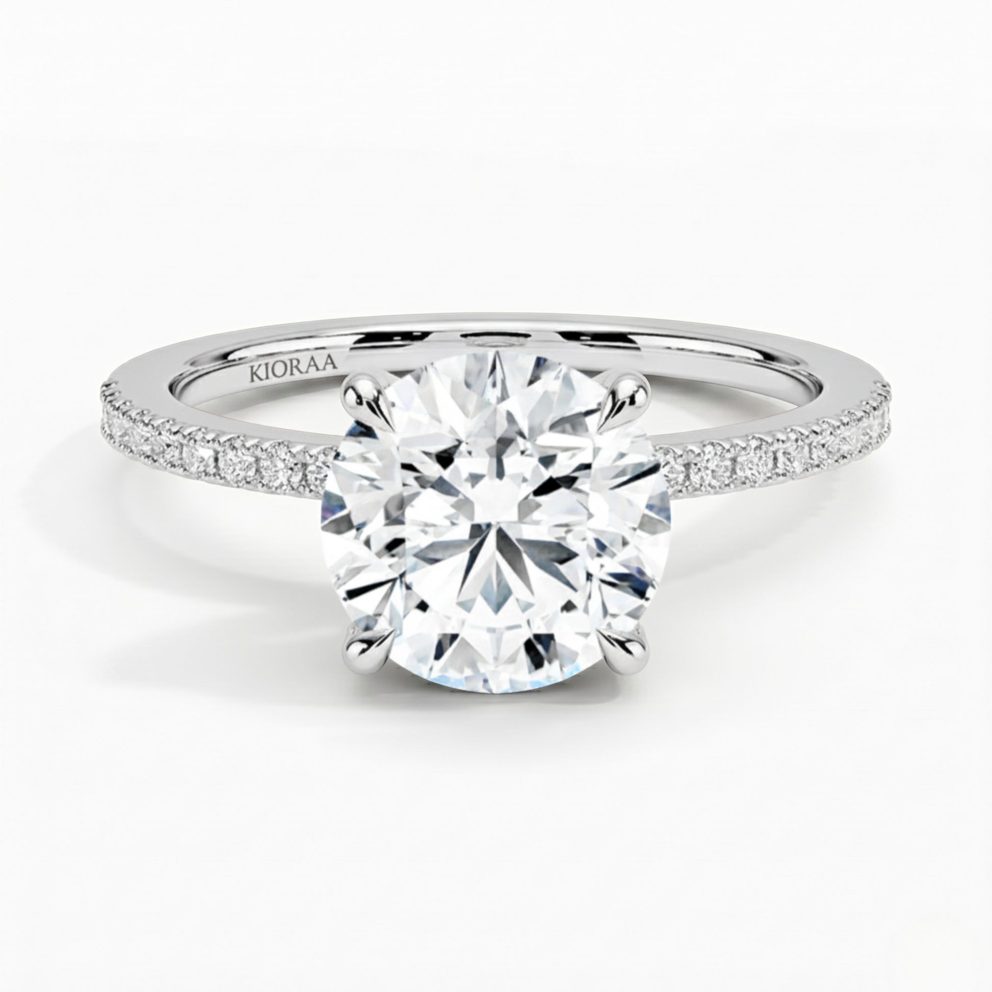 Round Cut Hidden Halo Solitaire Engagement Ring