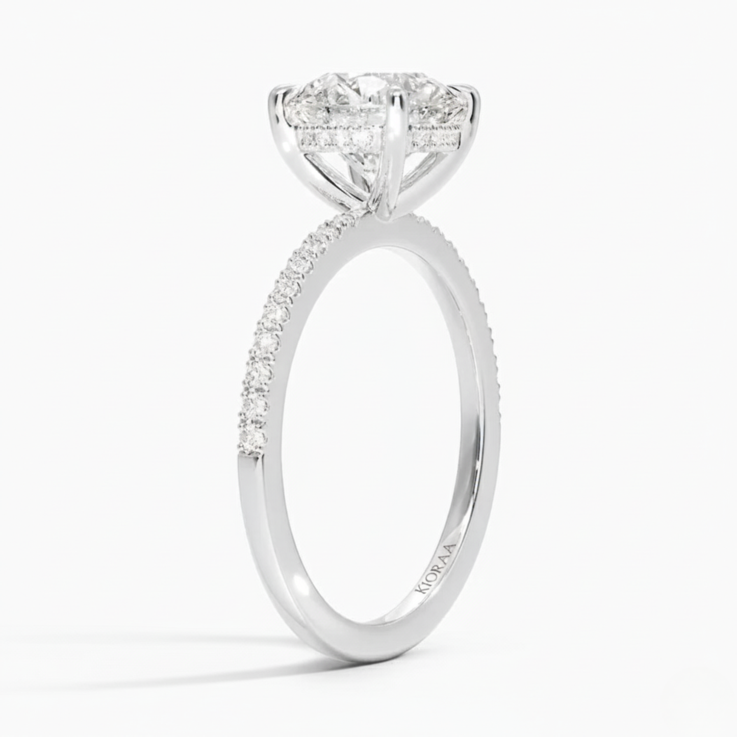Round Cut Hidden Halo Solitaire Engagement Ring