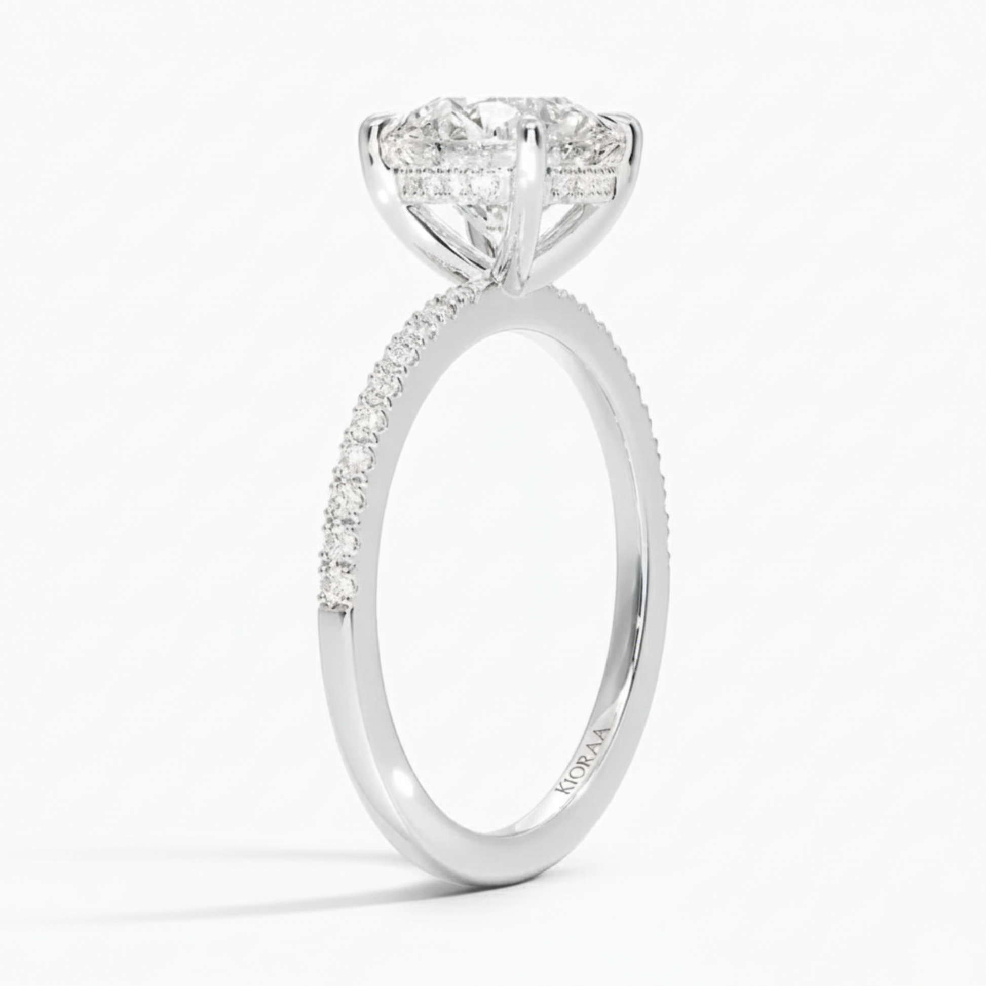 Round Cut Hidden Halo Solitaire Engagement Ring