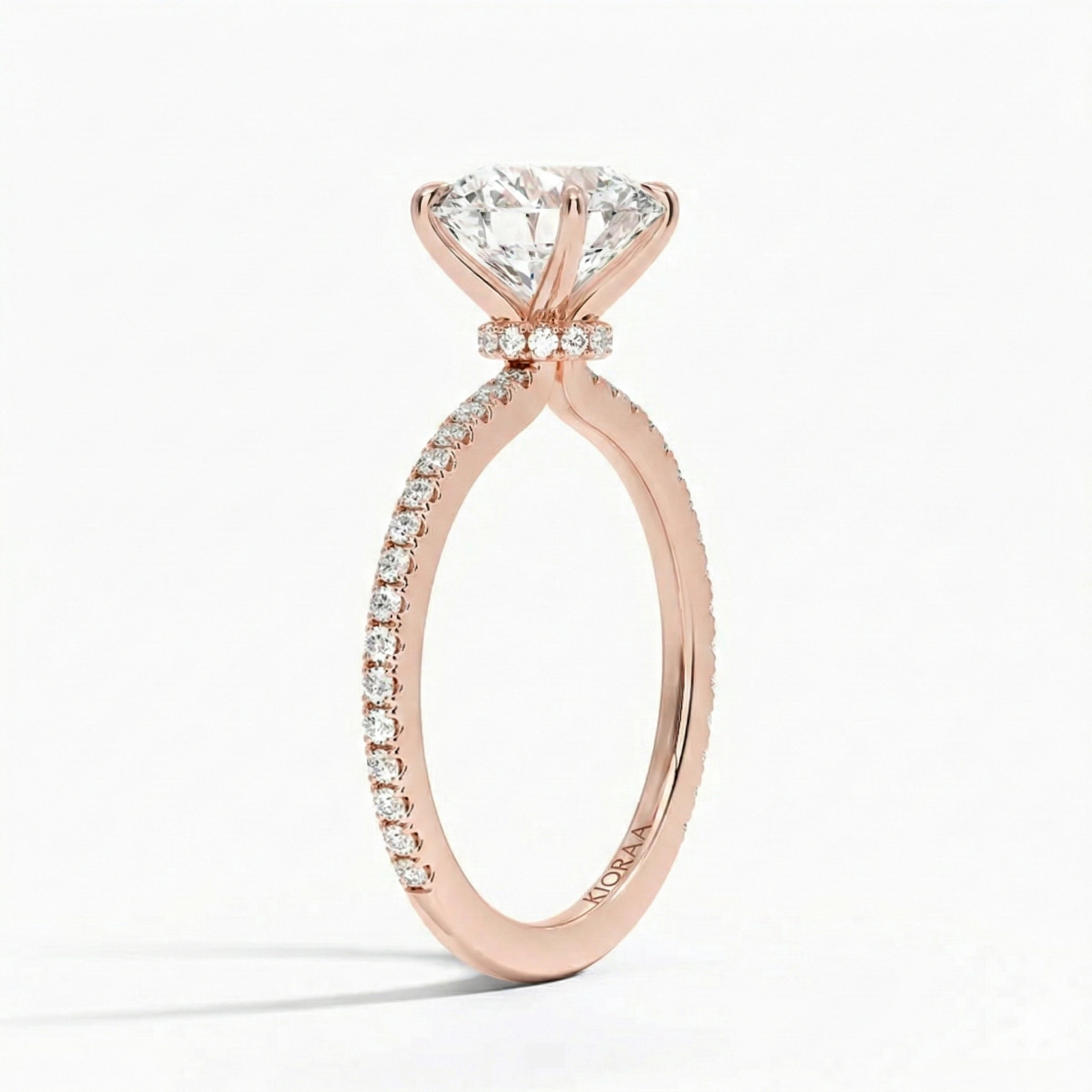 Partial Coverage Round Diamond Engagement  Ring