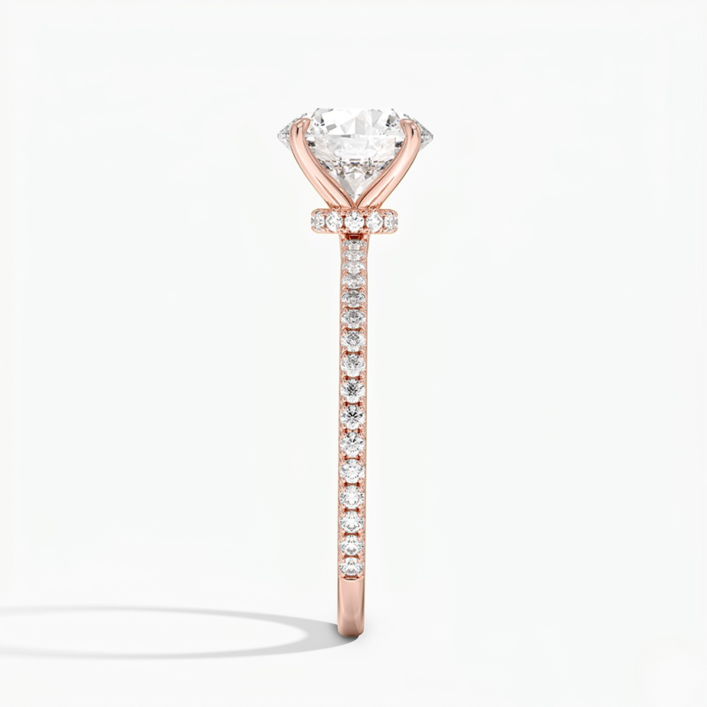 Partial Coverage Round Diamond Engagement  Ring