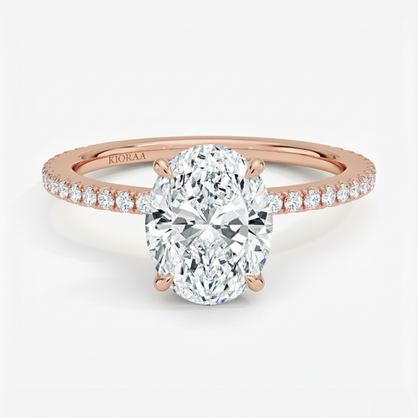 Partial Coverage Oval Diamond Engagement  Ring