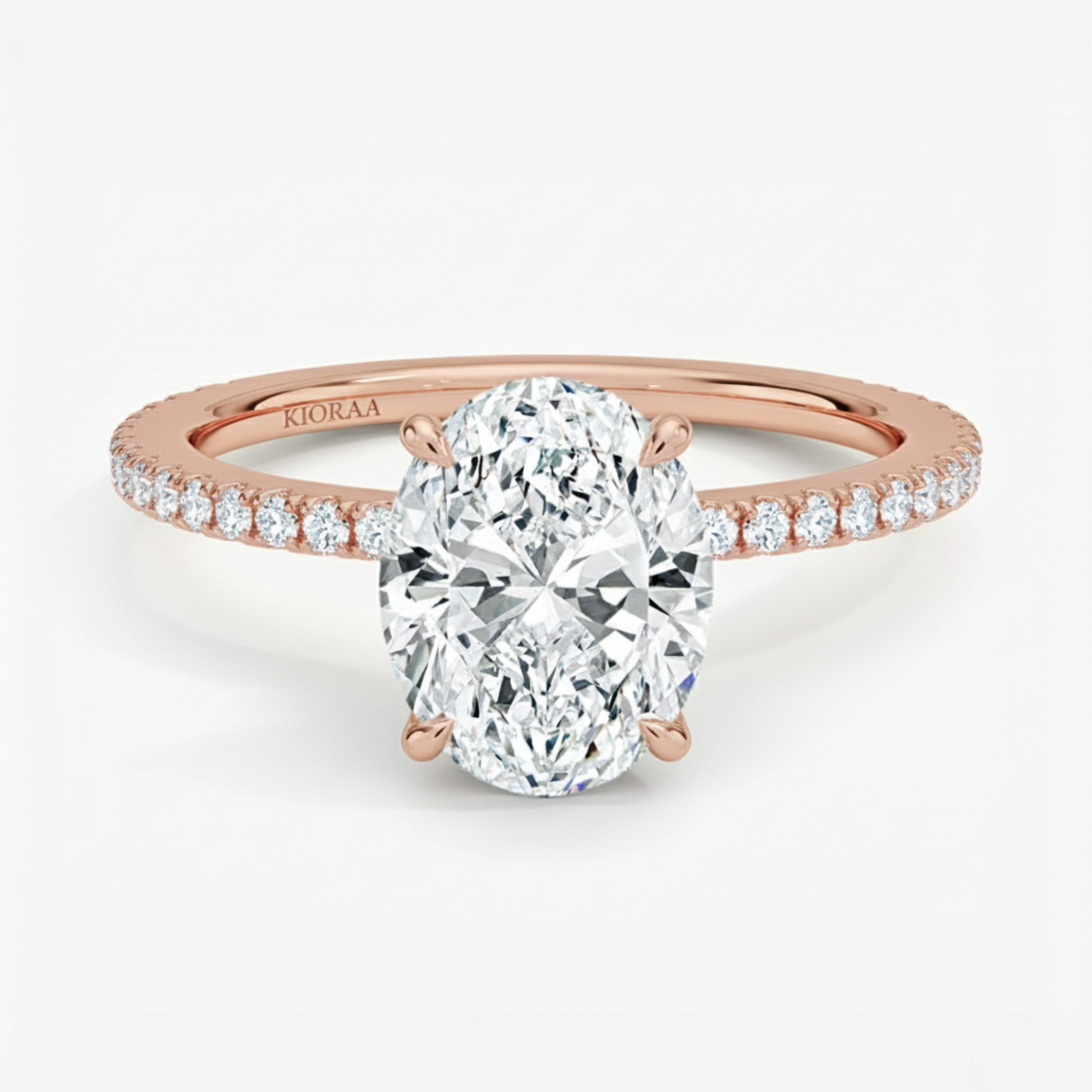 Partial Coverage Oval Diamond Engagement  Ring