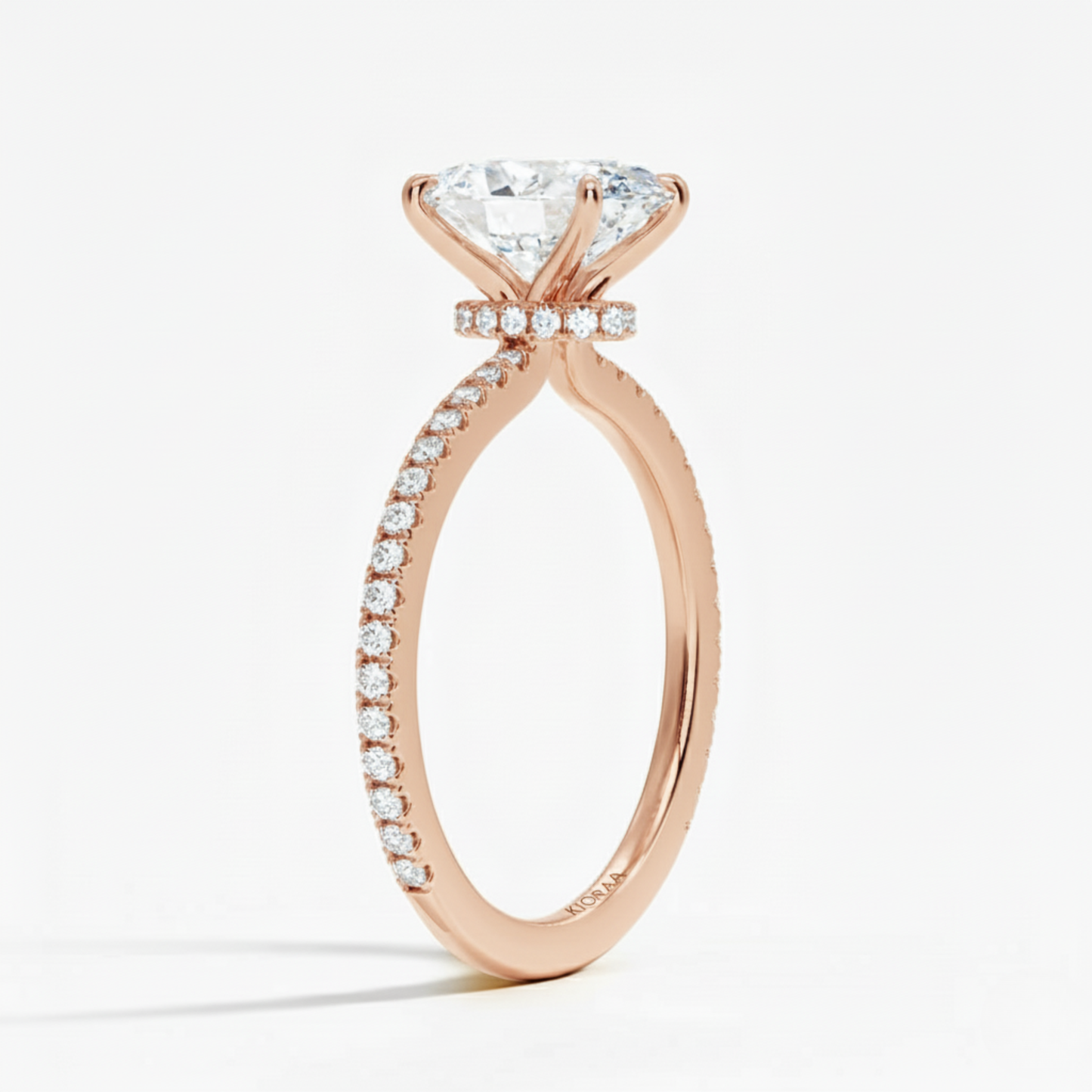 Partial Coverage Oval Diamond Engagement  Ring