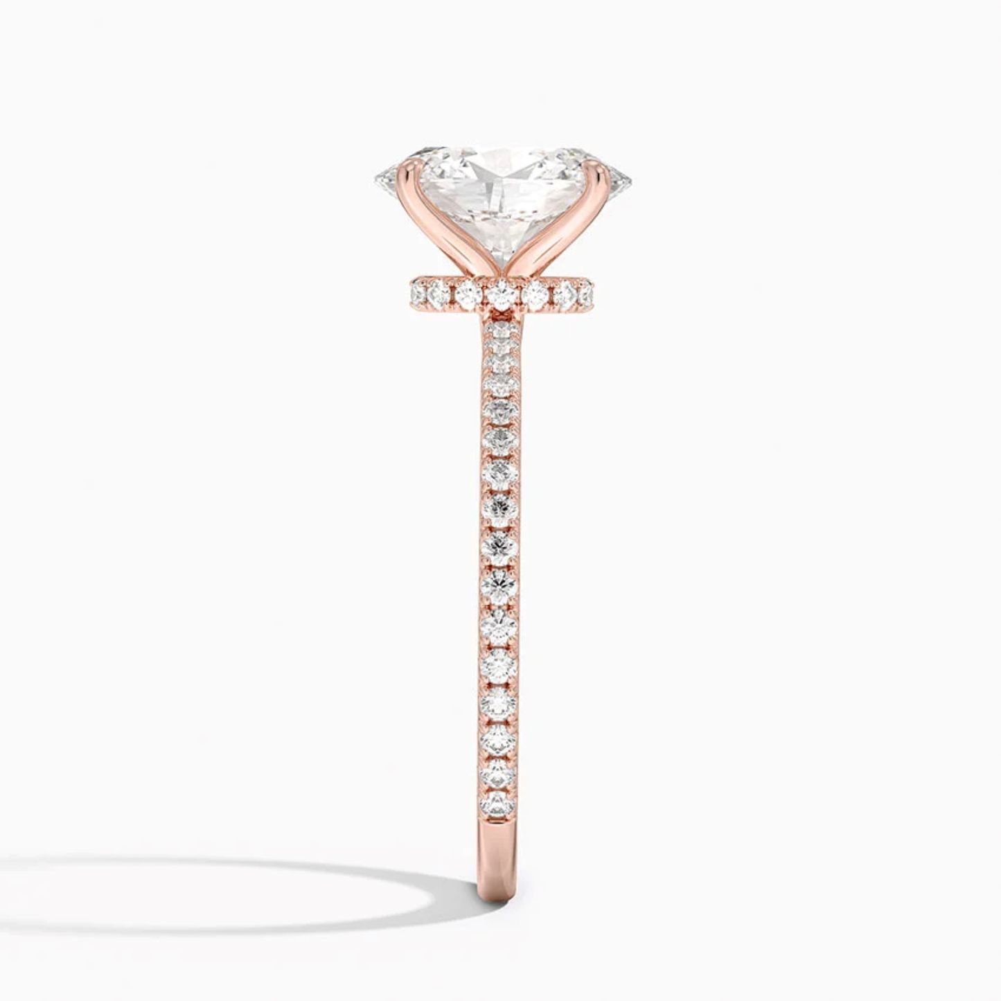Partial Coverage Oval Diamond Engagement  Ring