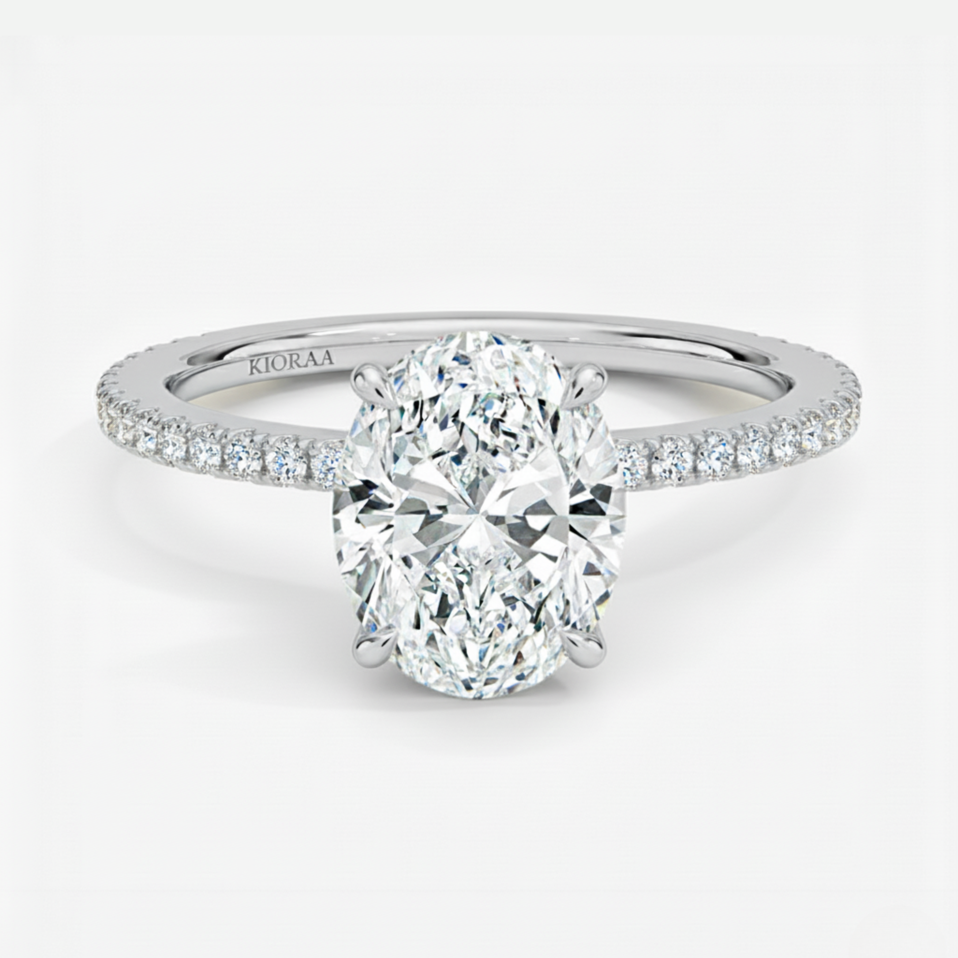 Partial Coverage Oval Diamond Engagement  Ring