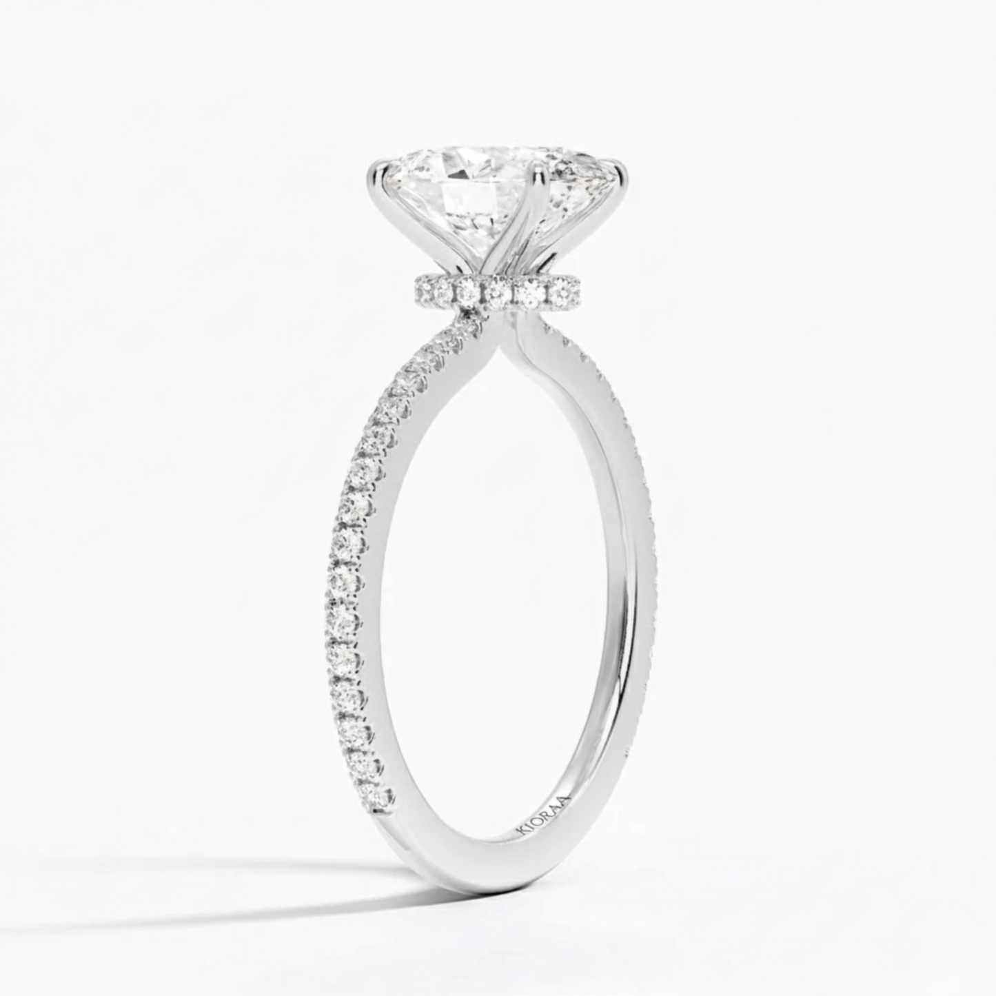 Partial Coverage Oval Diamond Engagement  Ring