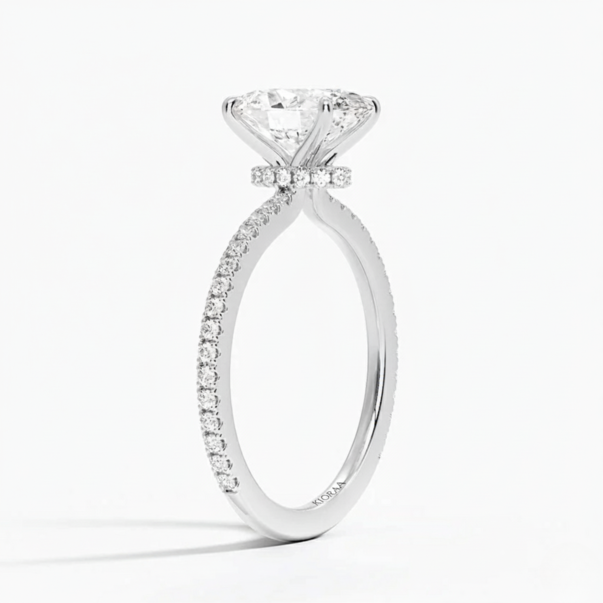 Partial Coverage Oval Diamond Engagement  Ring