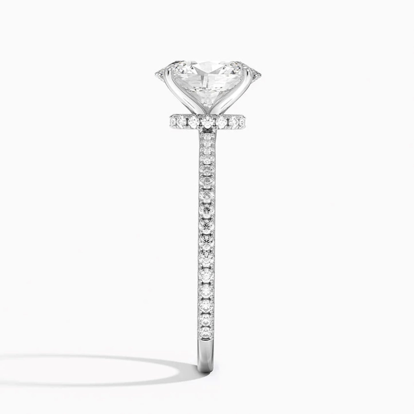 Partial Coverage Oval Diamond Engagement  Ring