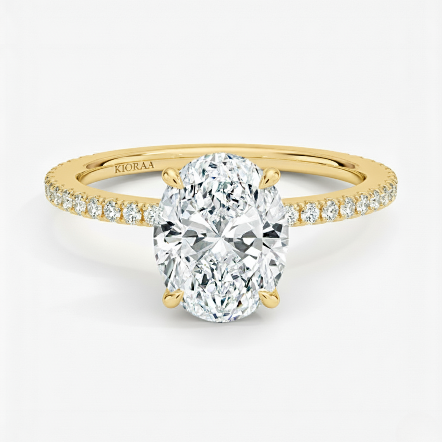 Partial Coverage Oval Diamond Engagement  Ring