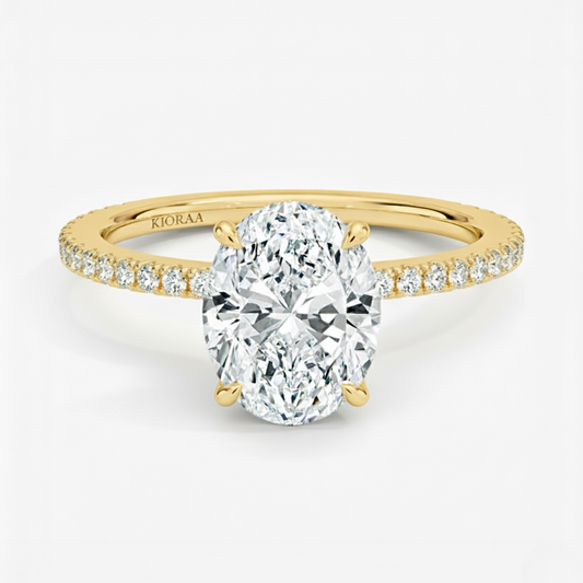 Partial Coverage Oval Diamond Engagement  Ring