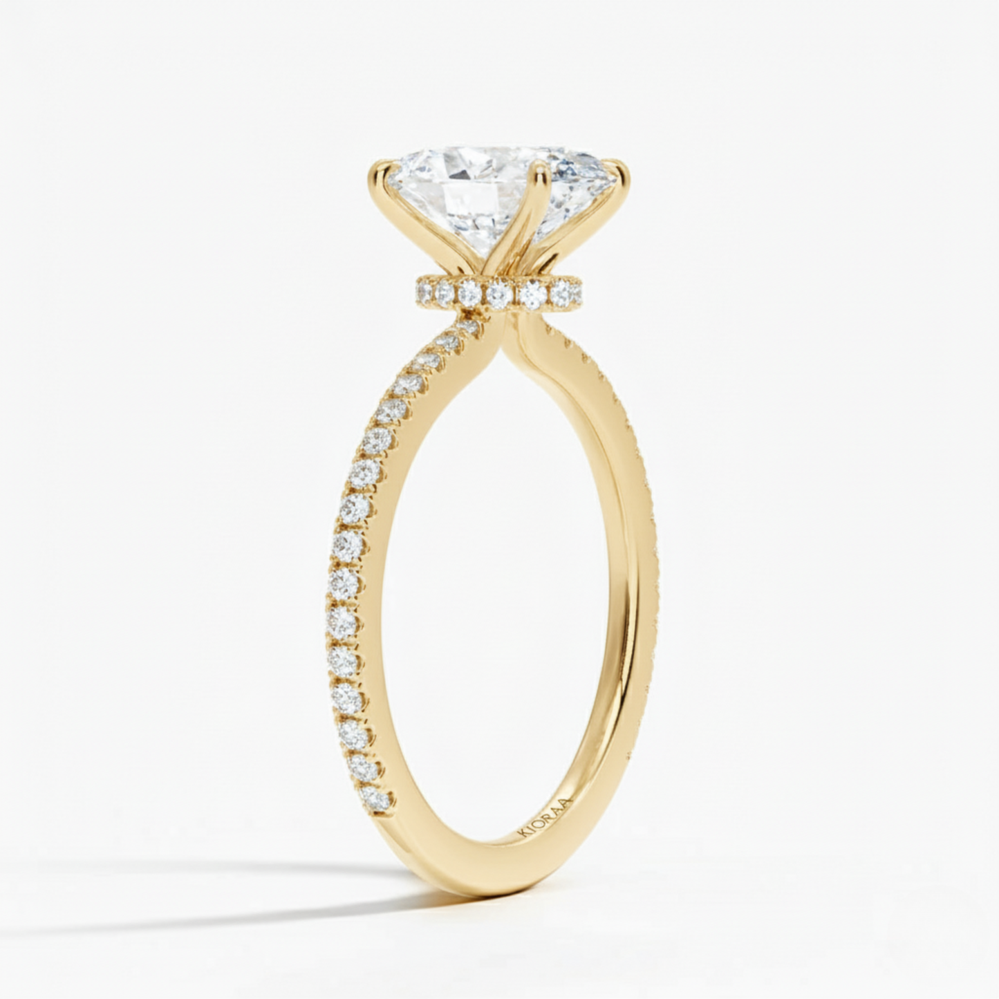 Partial Coverage Oval Diamond Engagement  Ring