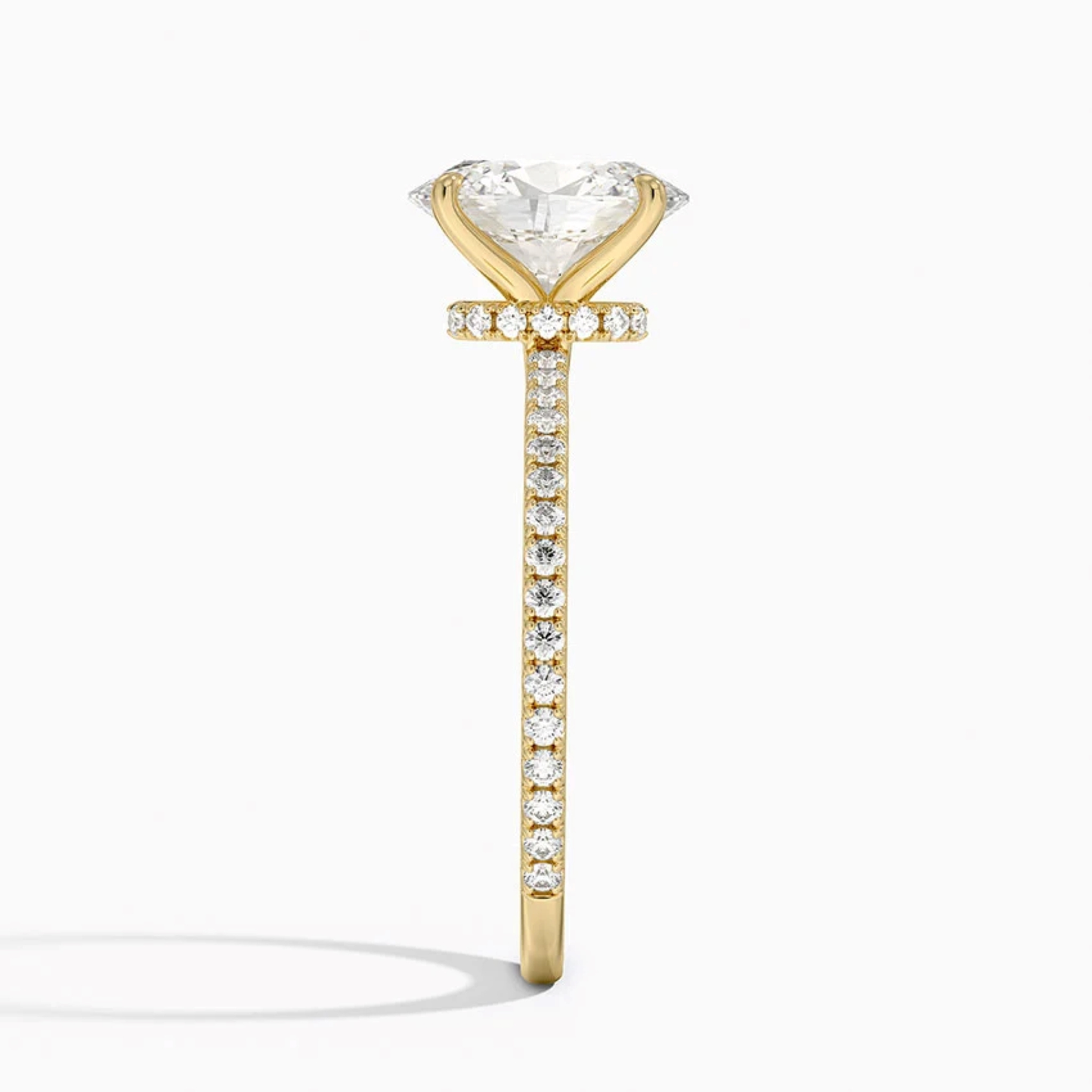 Partial Coverage Oval Diamond Engagement  Ring
