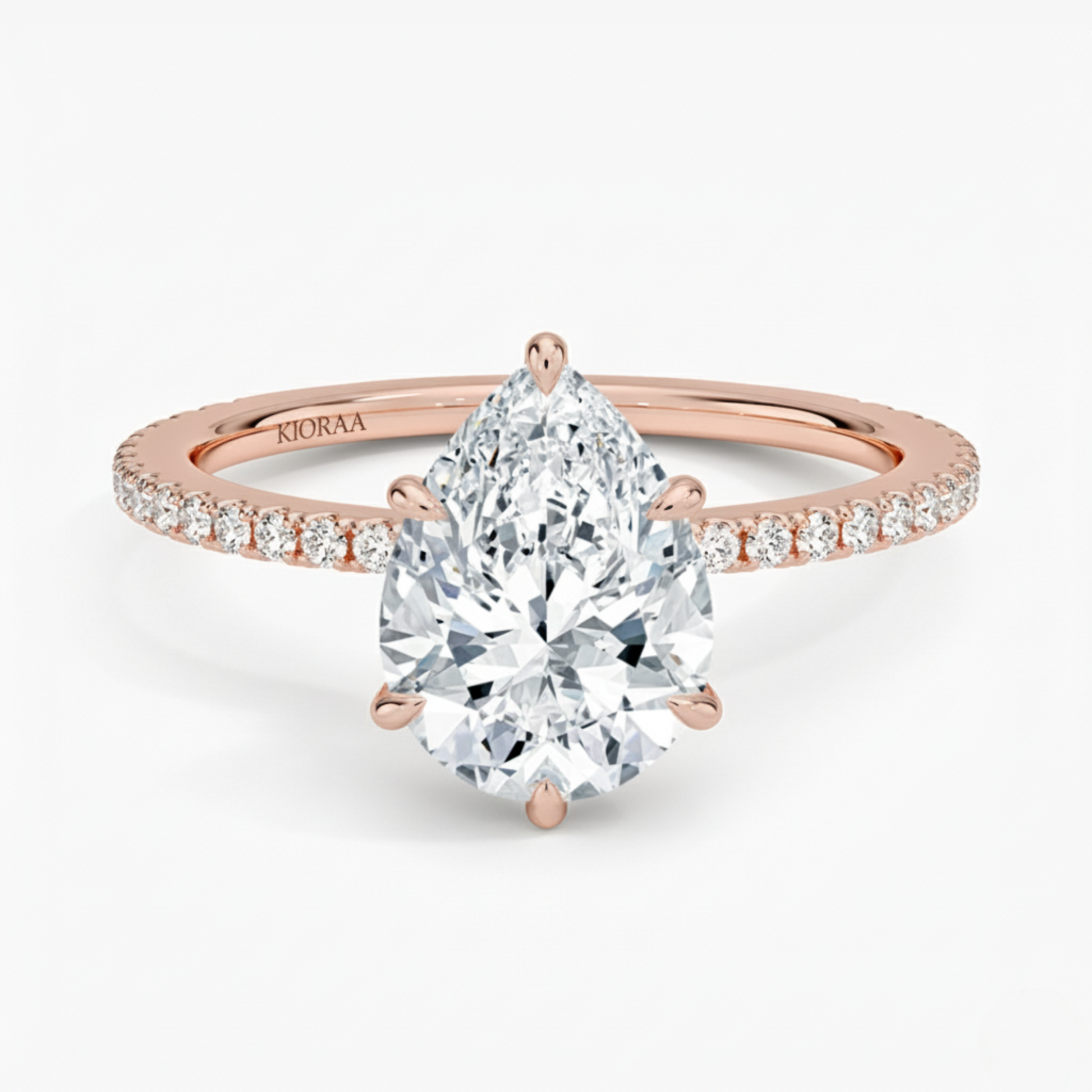 Partial Coverage Pear Diamond Engagement  Ring