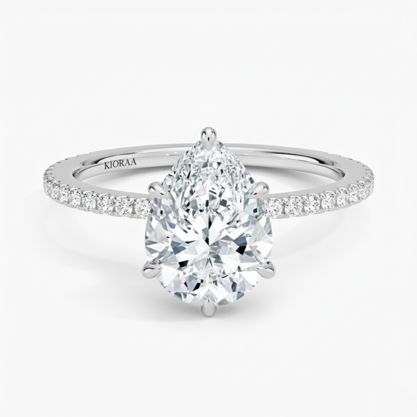 Partial Coverage Pear Diamond Engagement  Ring