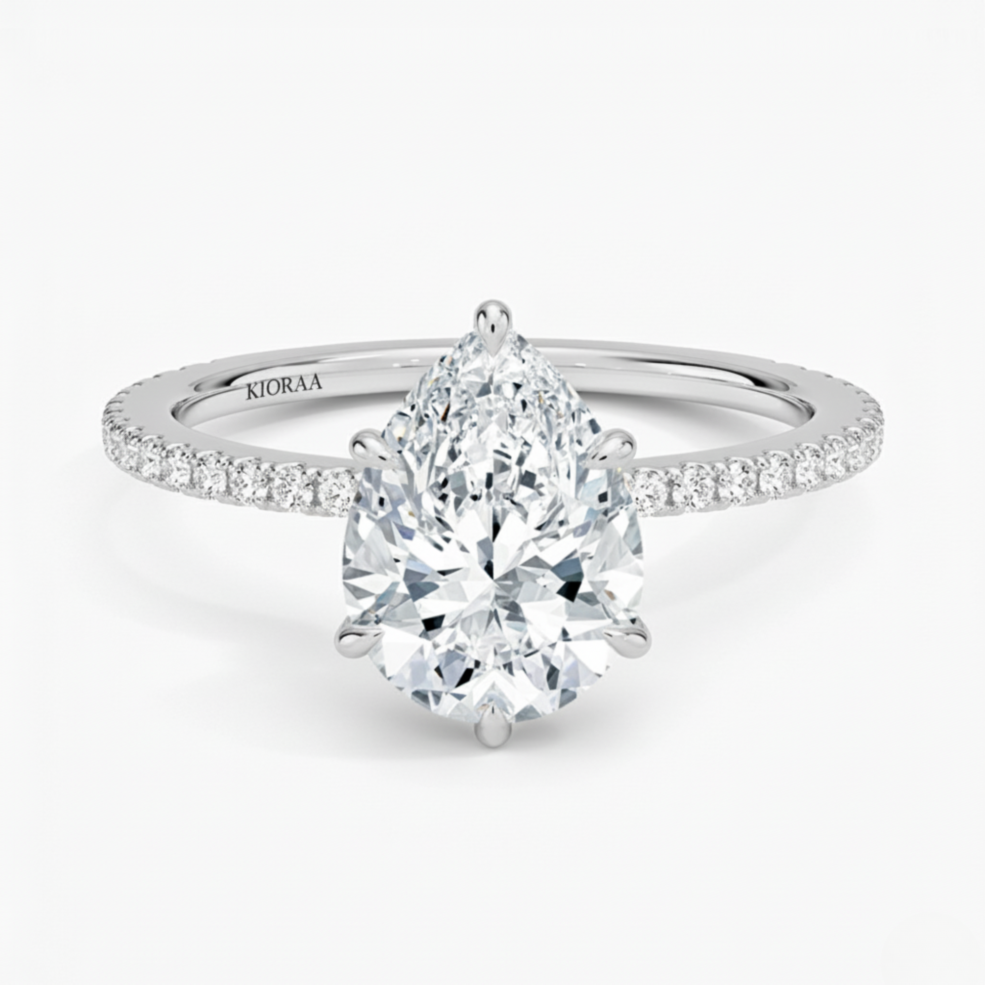 Partial Coverage Pear Diamond Engagement  Ring
