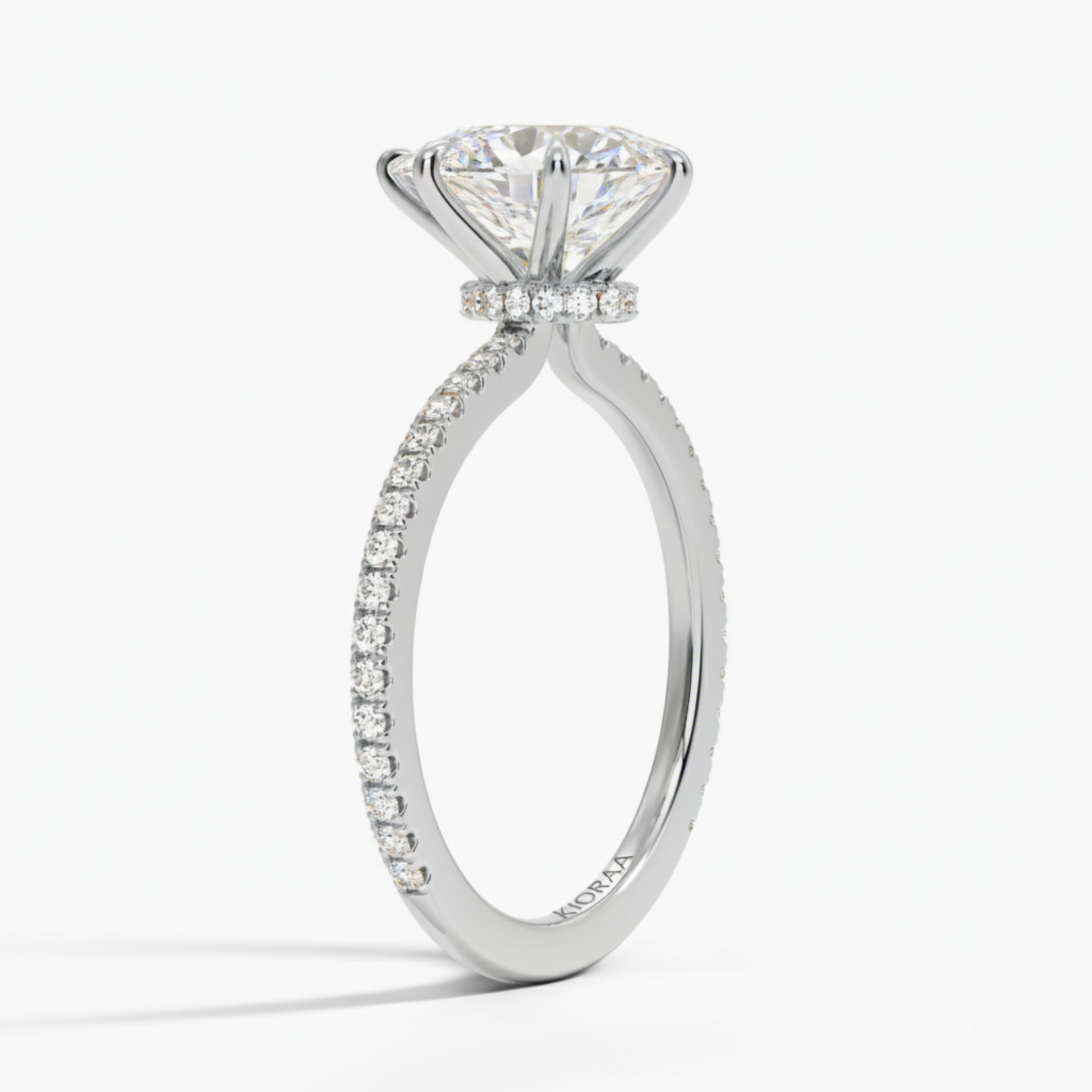 Partial Coverage Pear Diamond Engagement  Ring