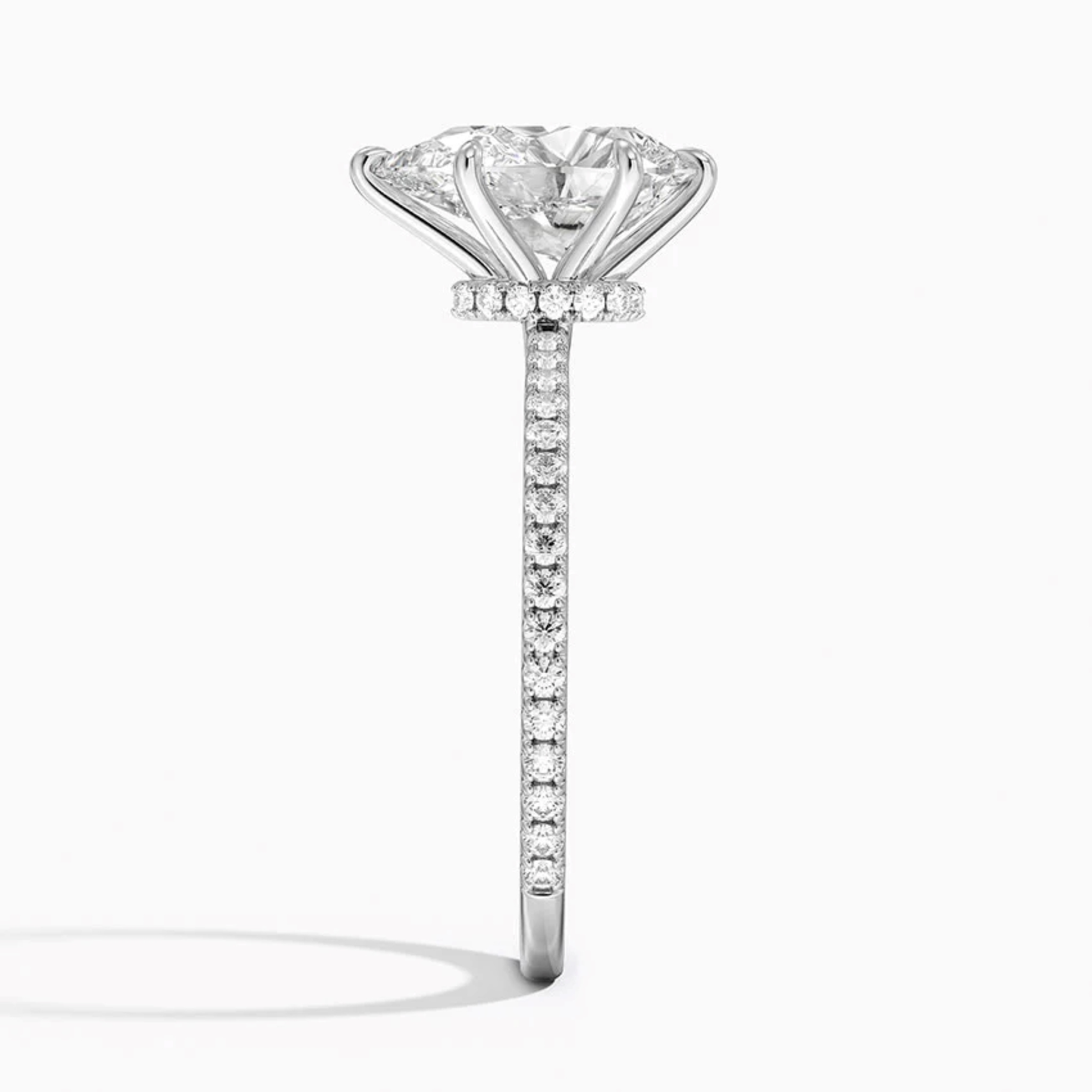 Partial Coverage Pear Diamond Engagement  Ring