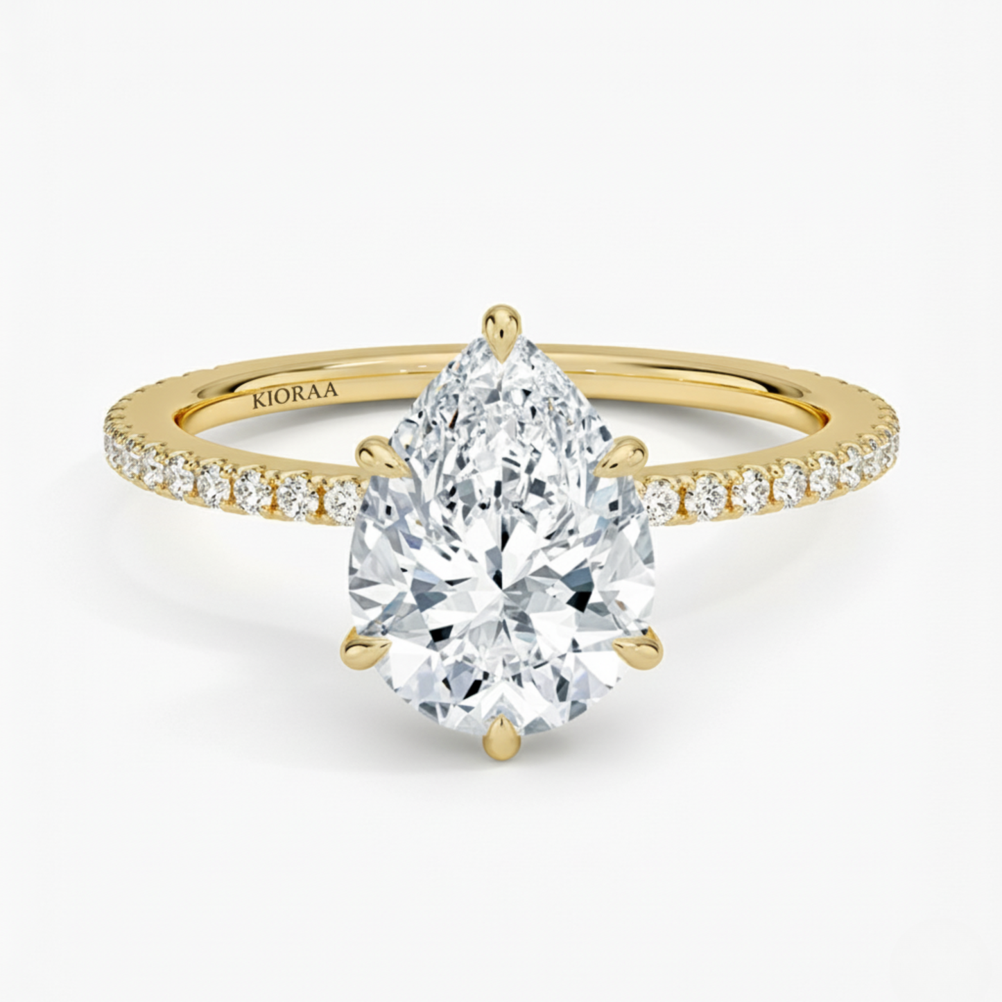 Partial Coverage Pear Diamond Engagement  Ring