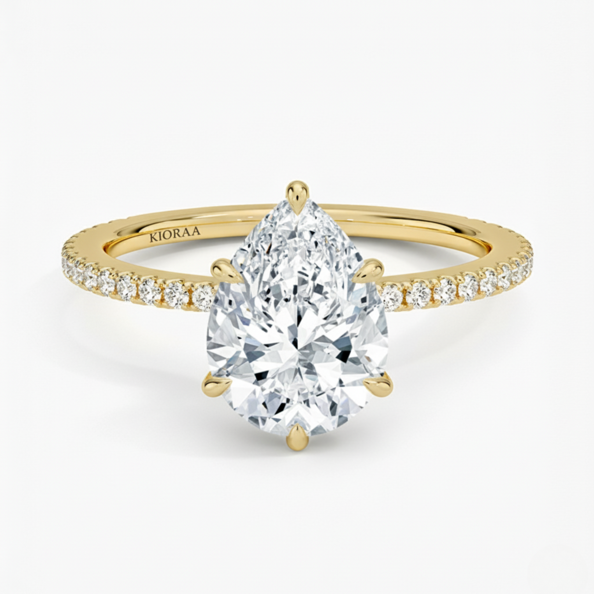 Partial Coverage Pear Diamond Engagement  Ring