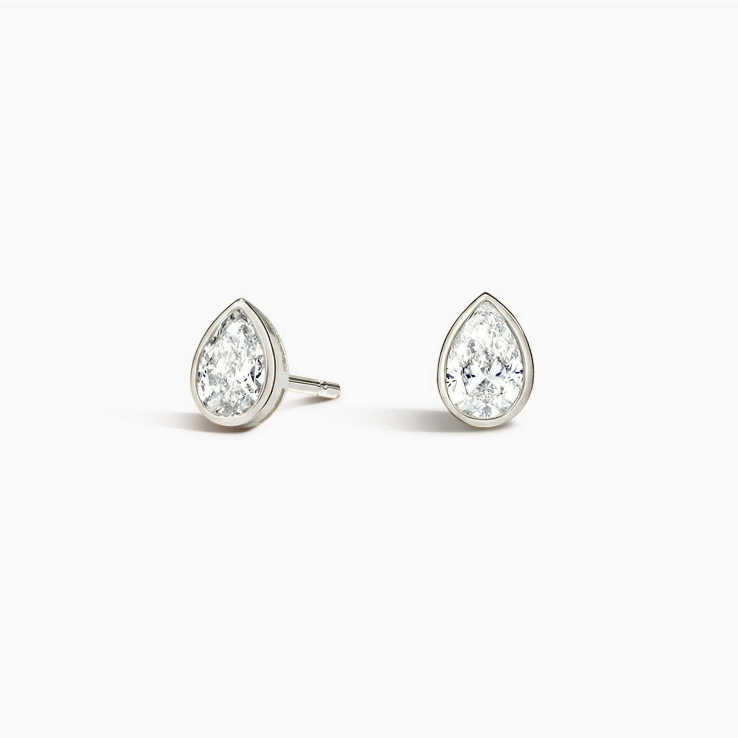 Pear Diamond Bezel Set Studs