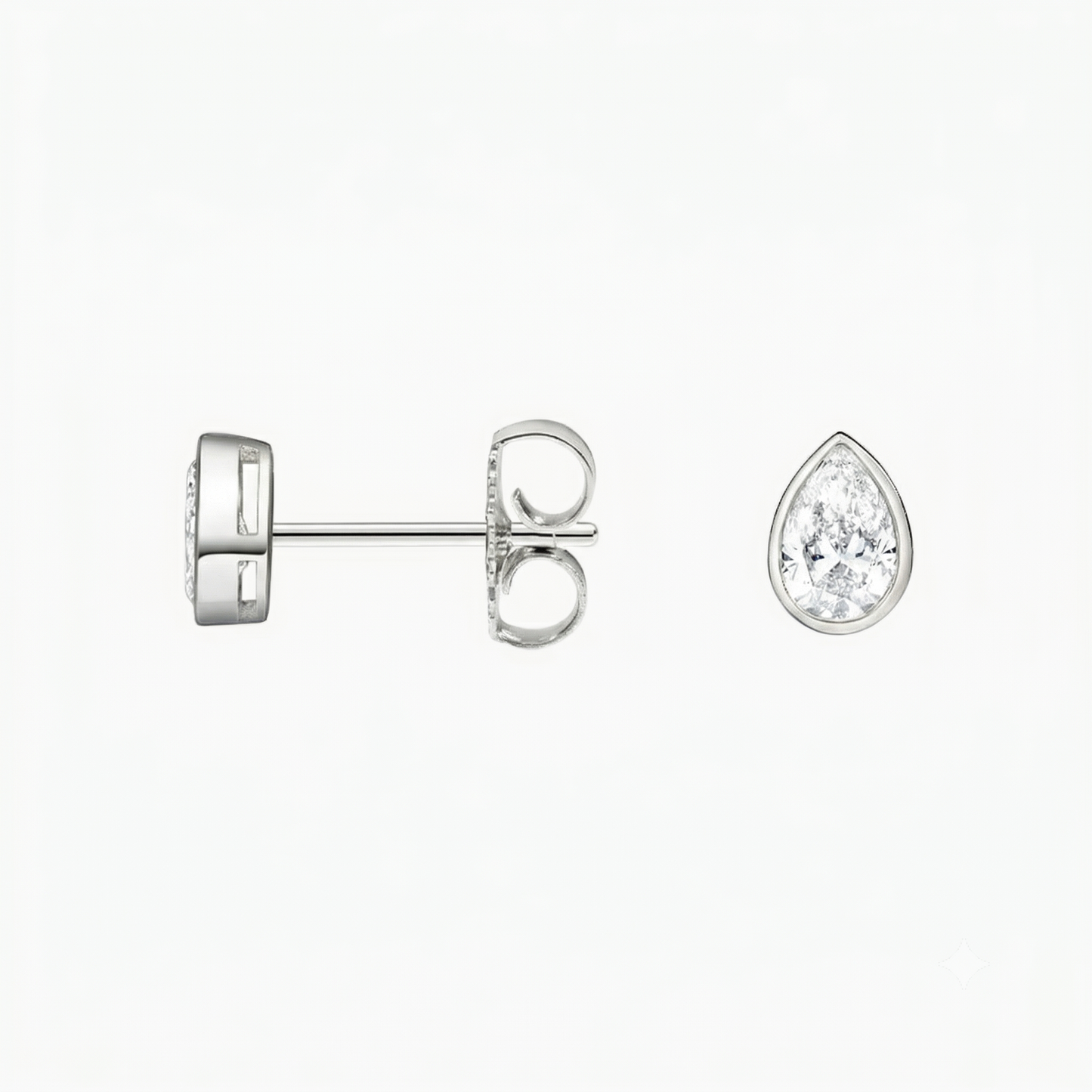 Pear Diamond Bezel Set Studs
