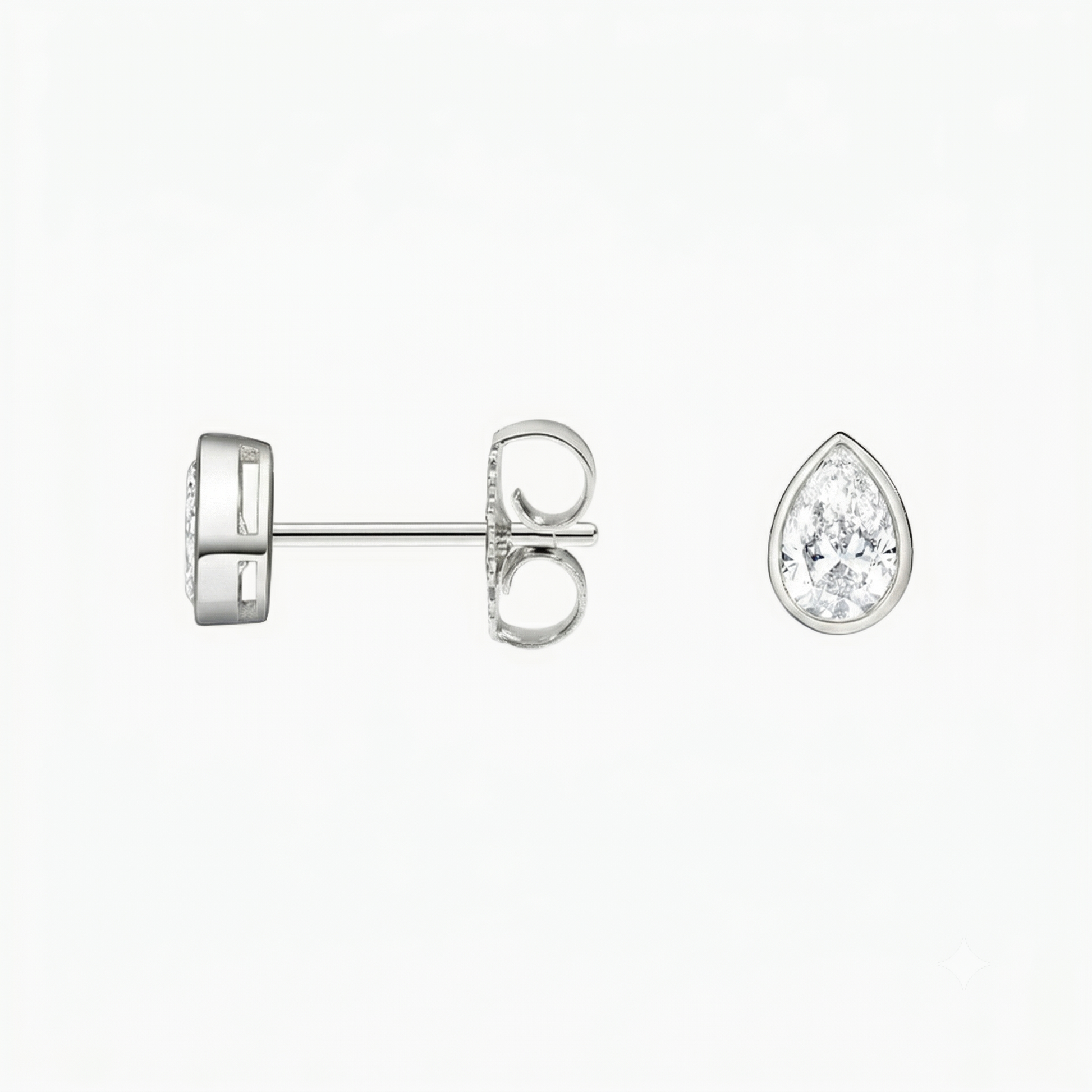 Pear Diamond Bezel Set Studs