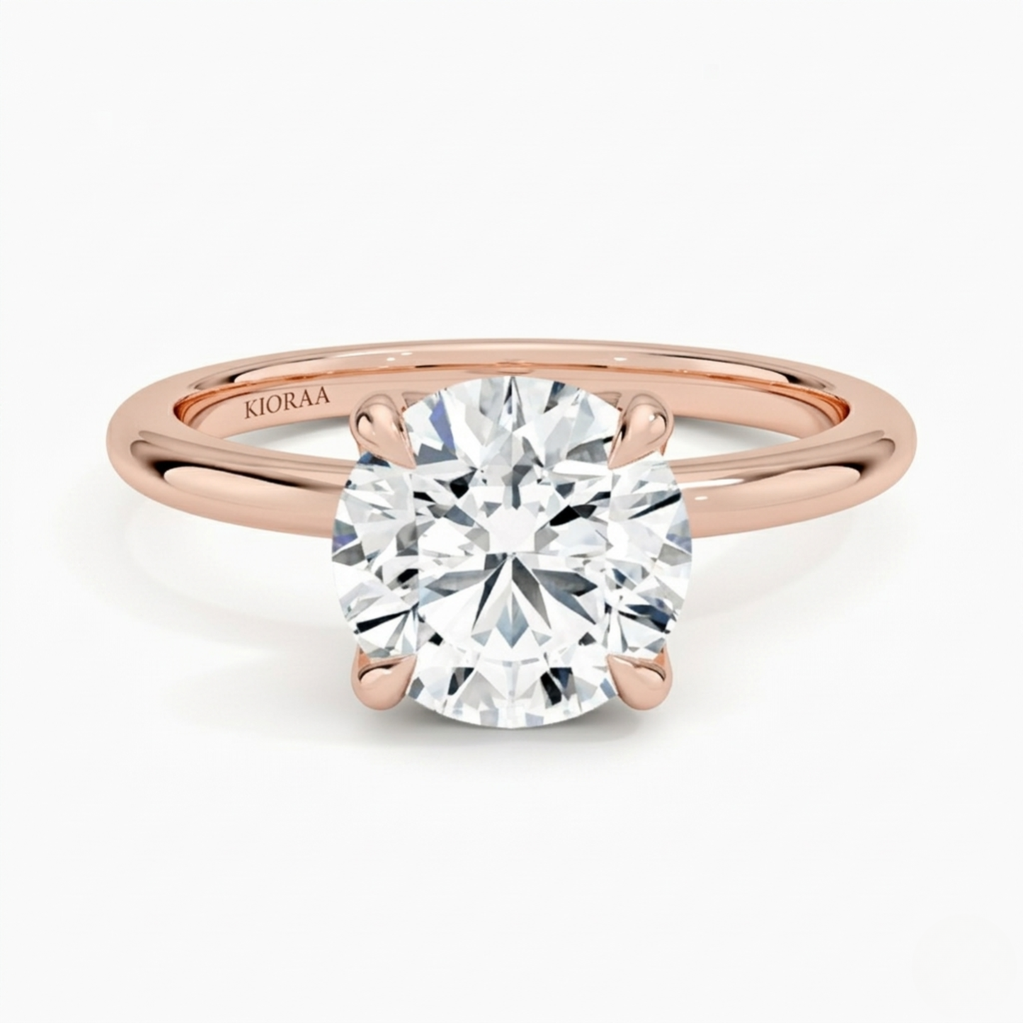 Classic Petal Round Solitaire Engagement Ring