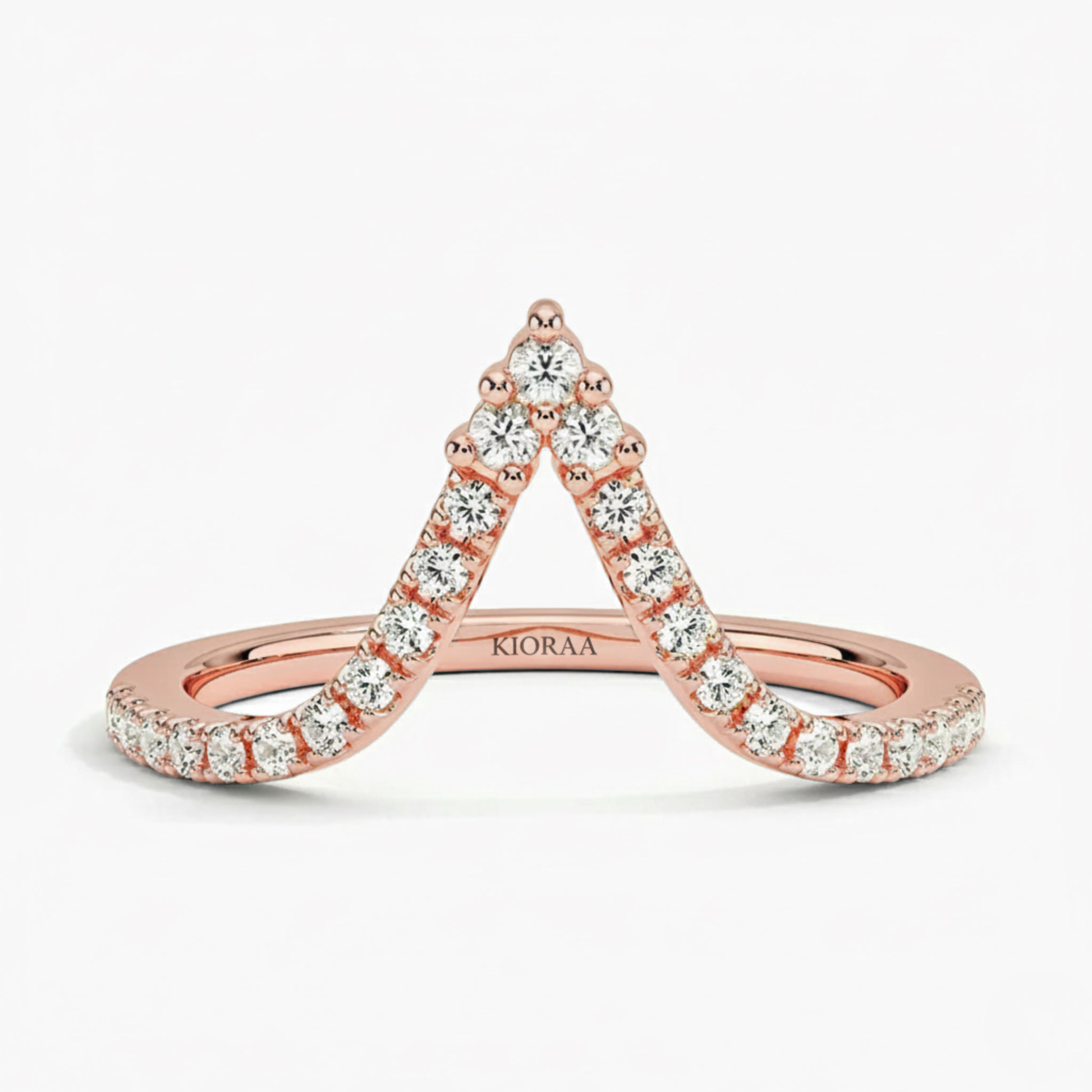 Pear Shape Engagement Ring With Round Cut V Shaped Eternity Wedding Band