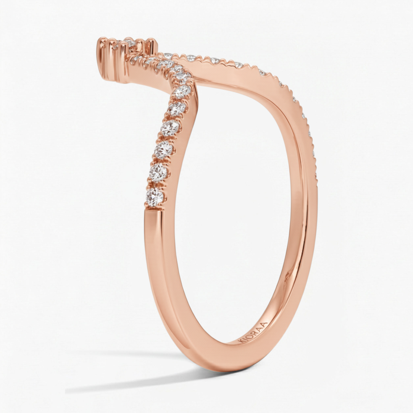Pear Shape Engagement Ring With Round Cut V Shaped Eternity Wedding Band