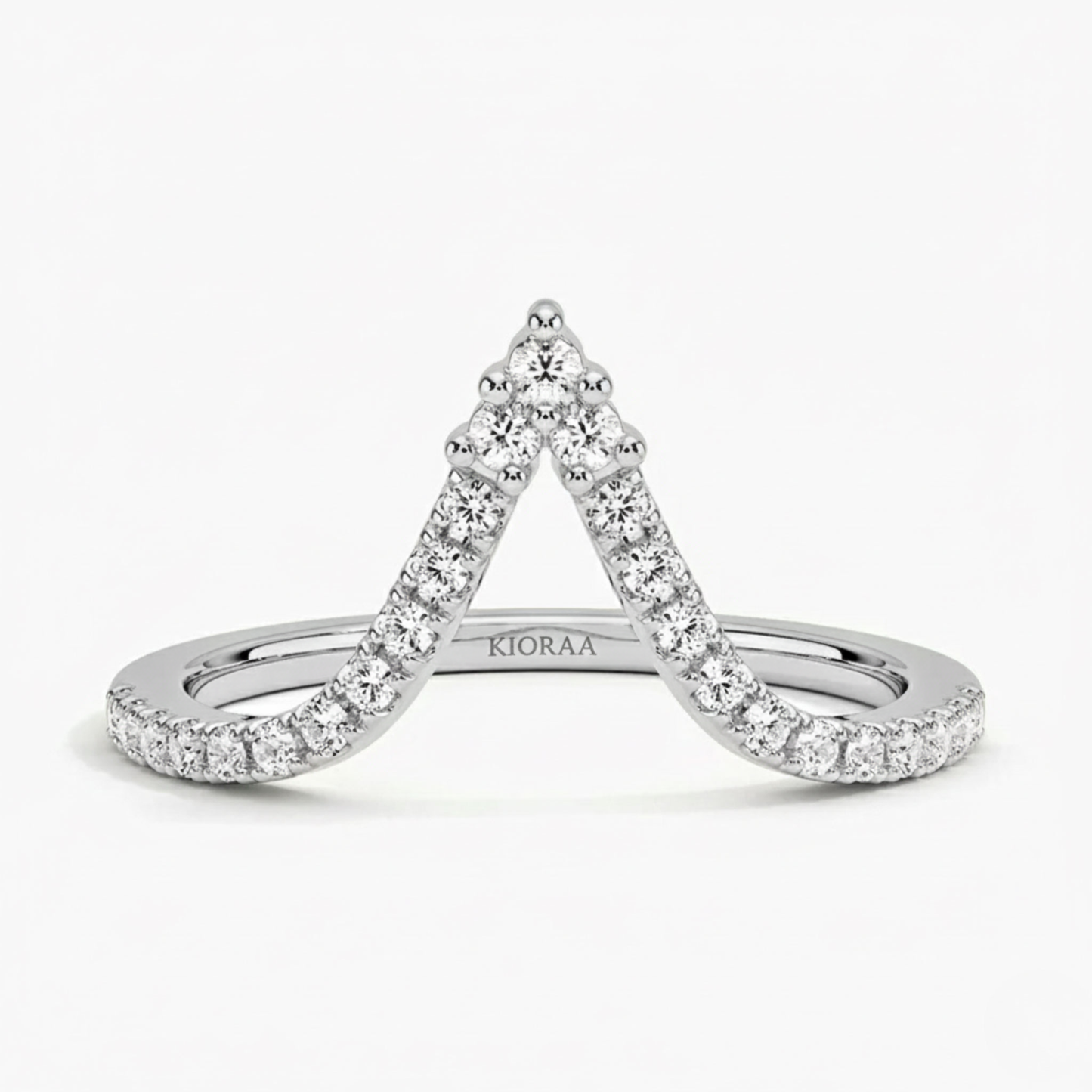 Pear Shape Engagement Ring With Round Cut V Shaped Eternity Wedding Band