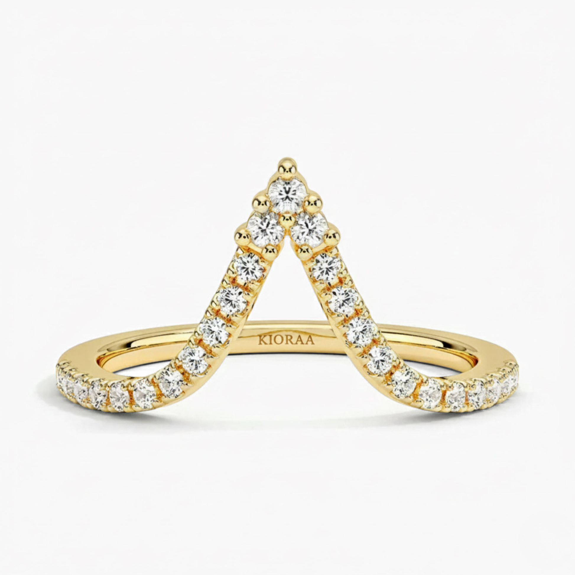 Pear Shape Engagement Ring With Round Cut V Shaped Eternity Wedding Band