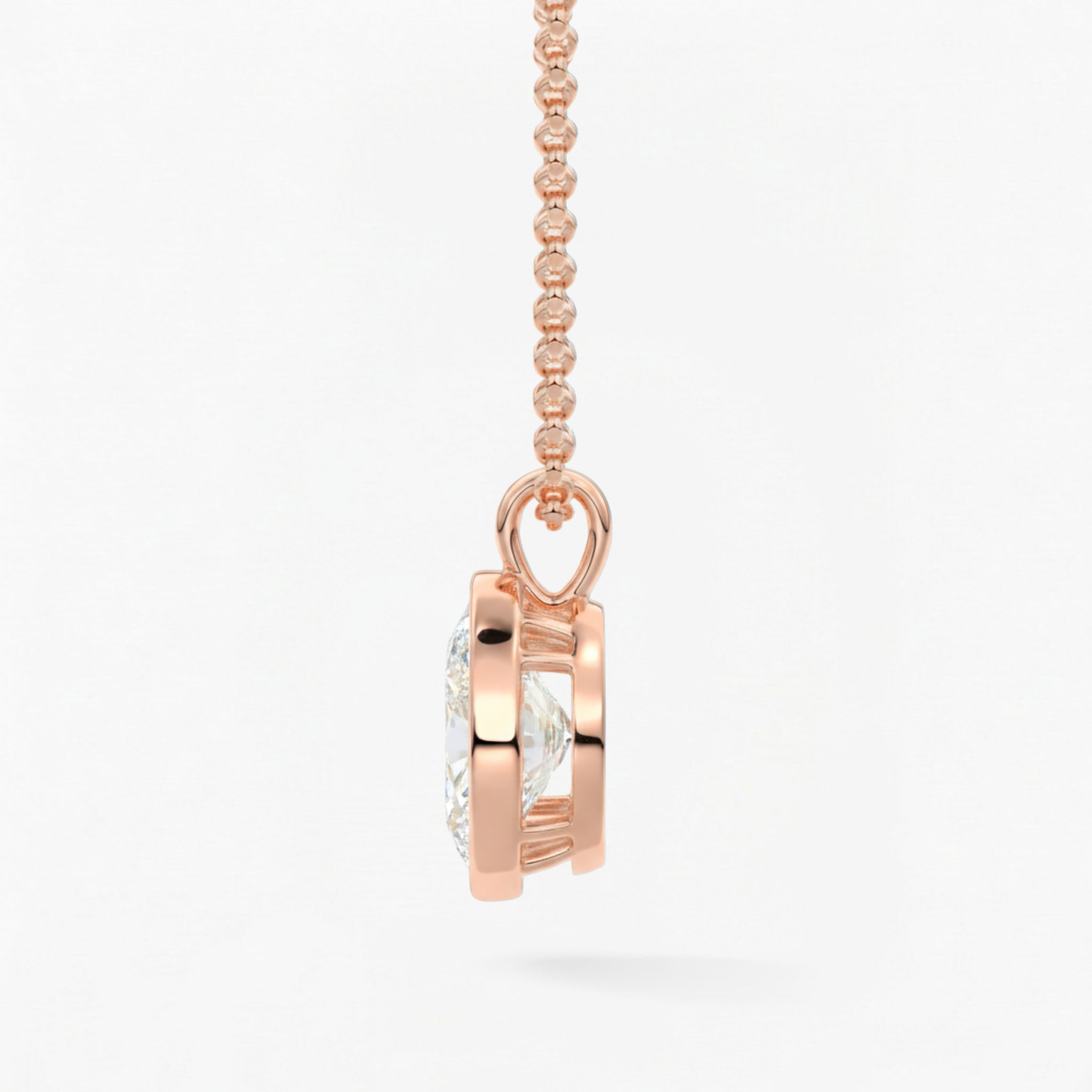 Classic Simple Oval Diamond Bezel Set Solitaire Necklace
