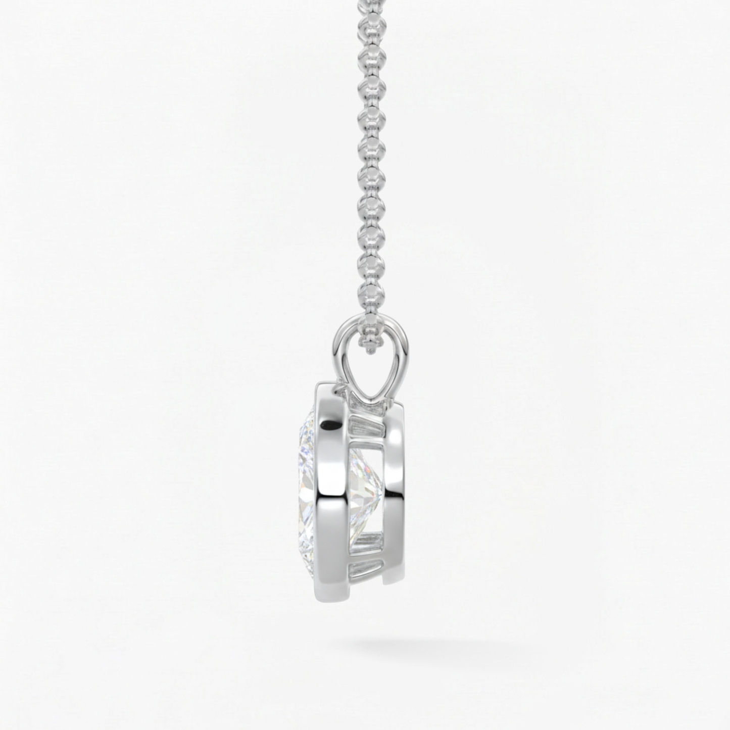 Classic Simple Oval Diamond Bezel Set Solitaire Necklace