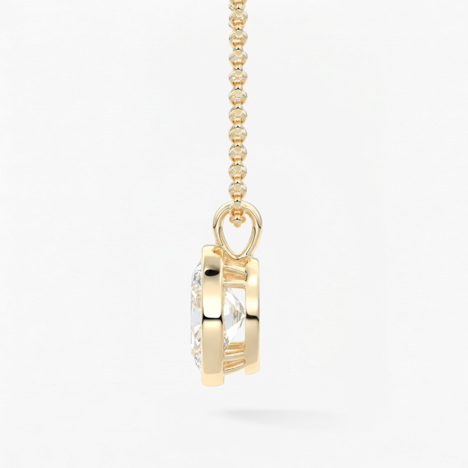 Classic Simple Oval Diamond Bezel Set Solitaire Necklace