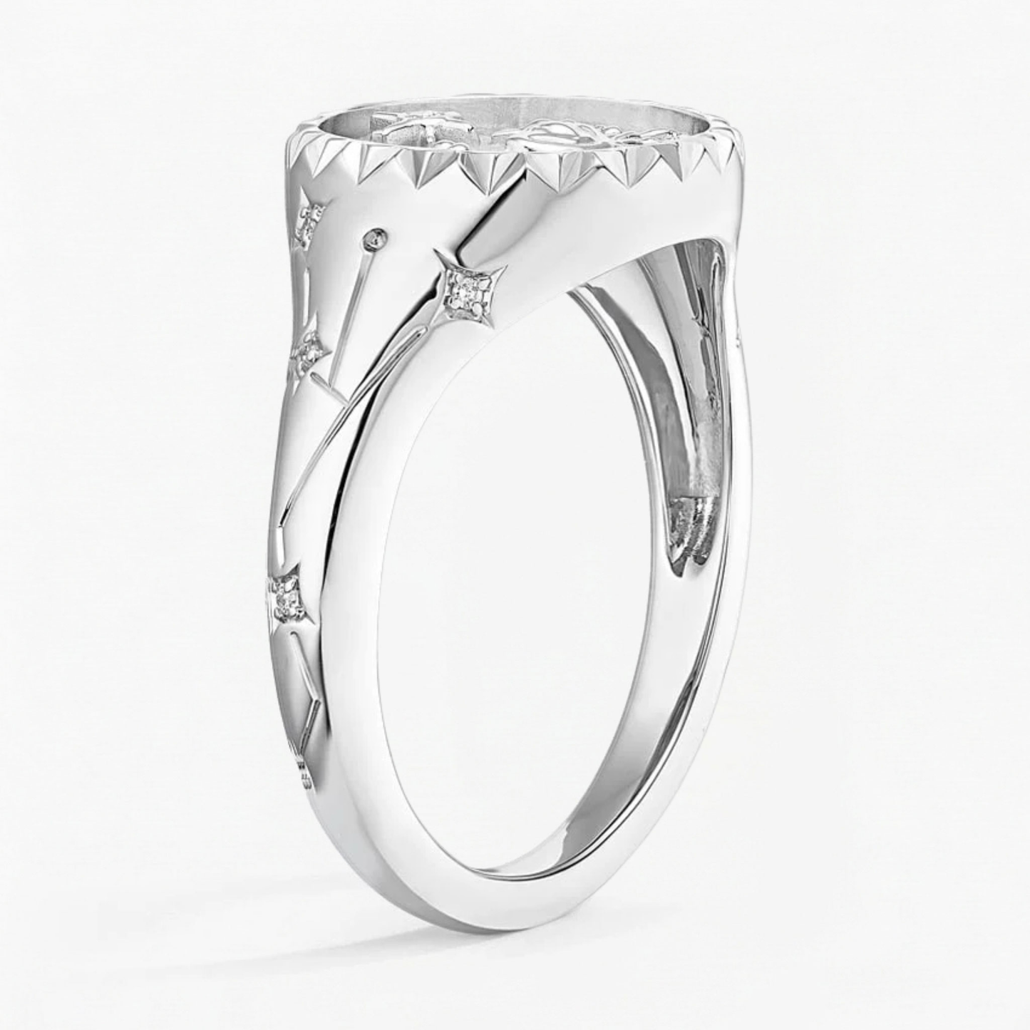 Cancer Zodiac Icon Signet Diamond Ring