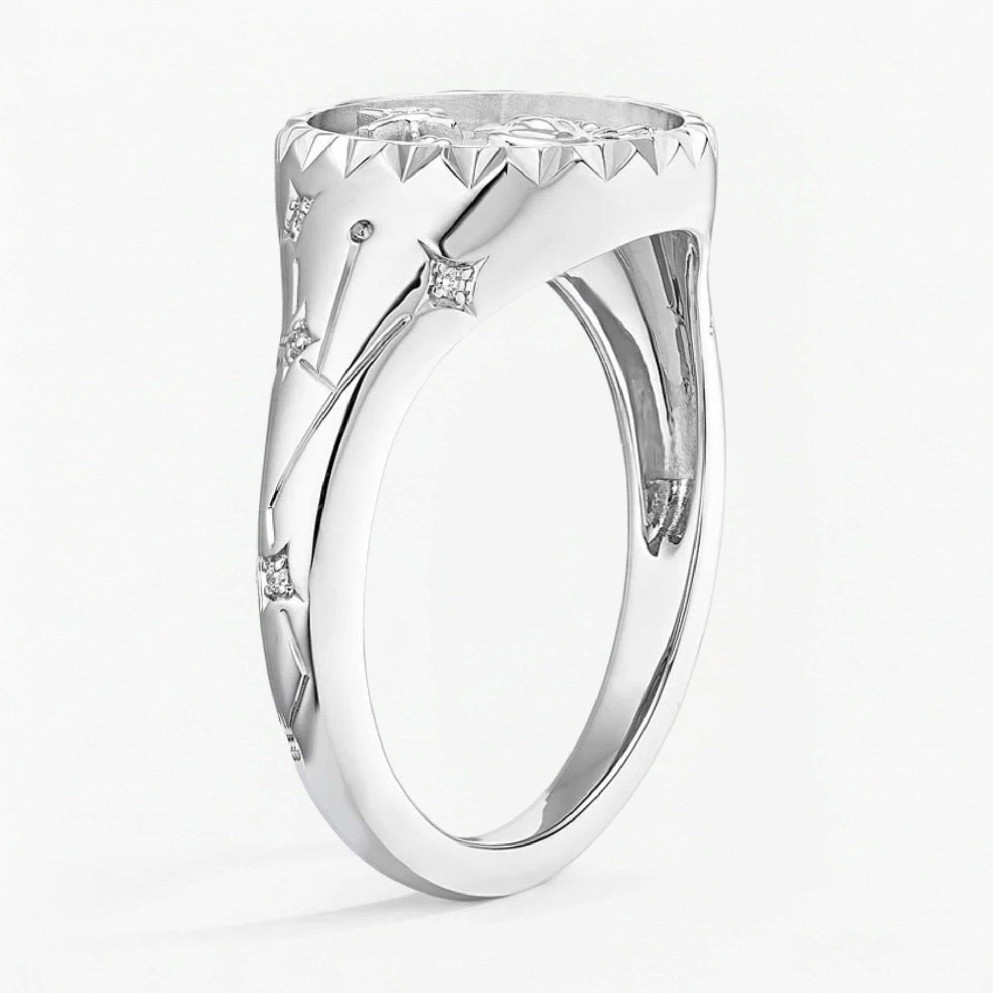 Cancer Zodiac Icon Signet Diamond Ring