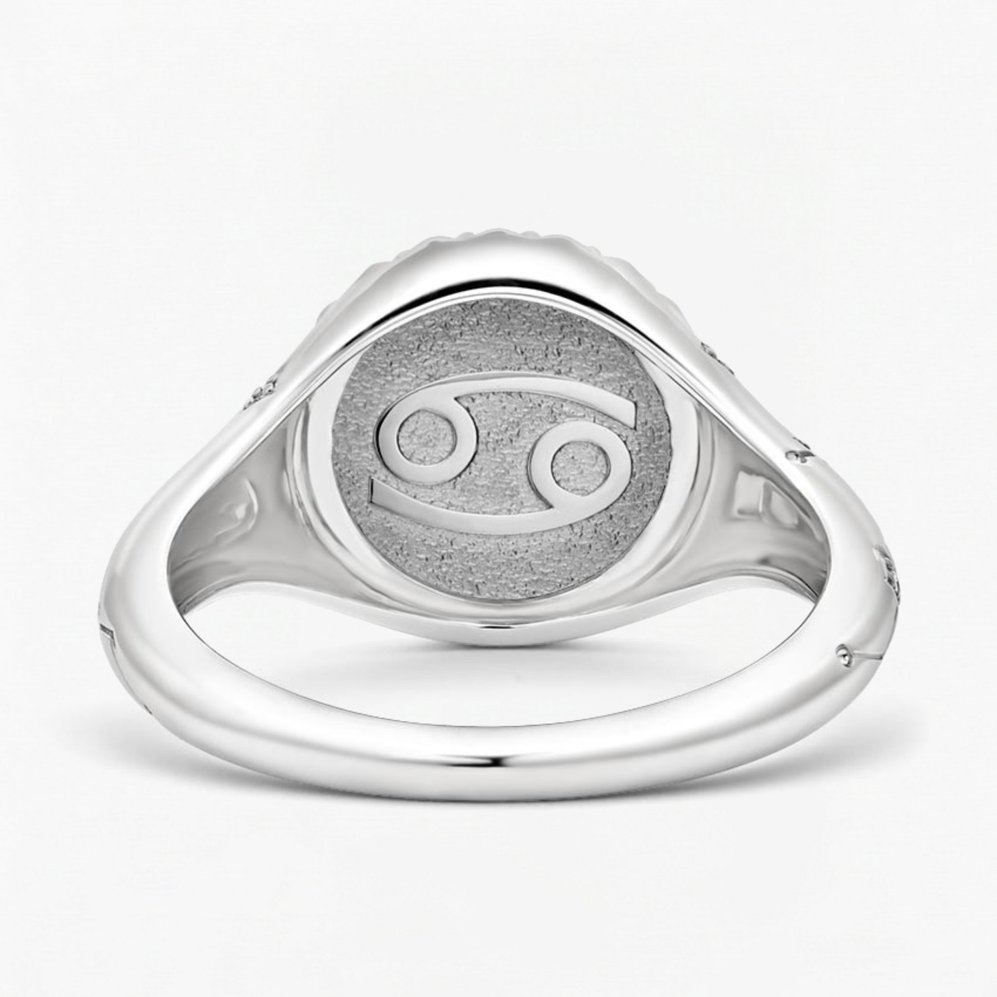 Cancer Zodiac Icon Signet Diamond Ring