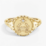 Cancer Zodiac Icon Signet Diamond Ring, thumbnail 4