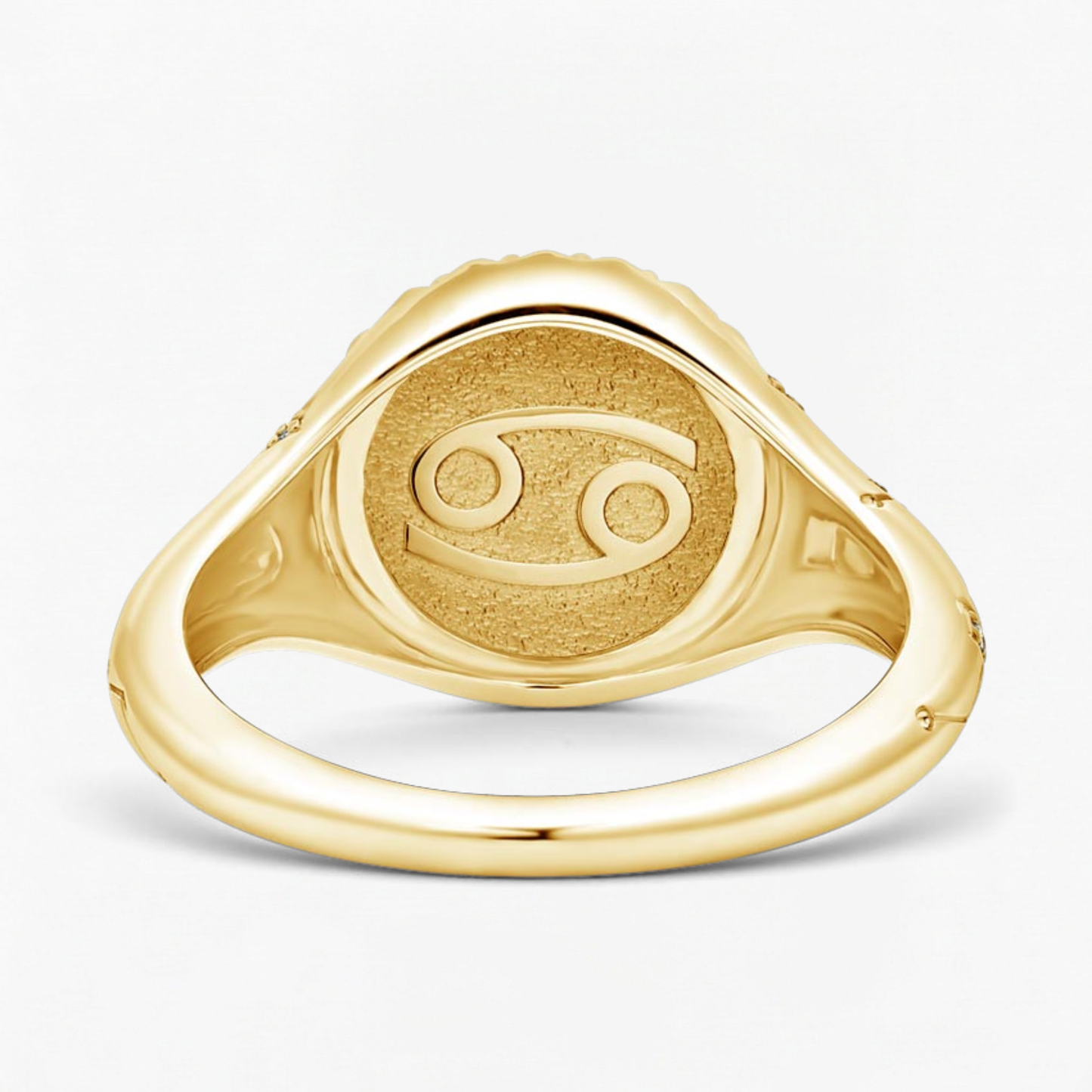 Cancer Zodiac Icon Signet Diamond Ring