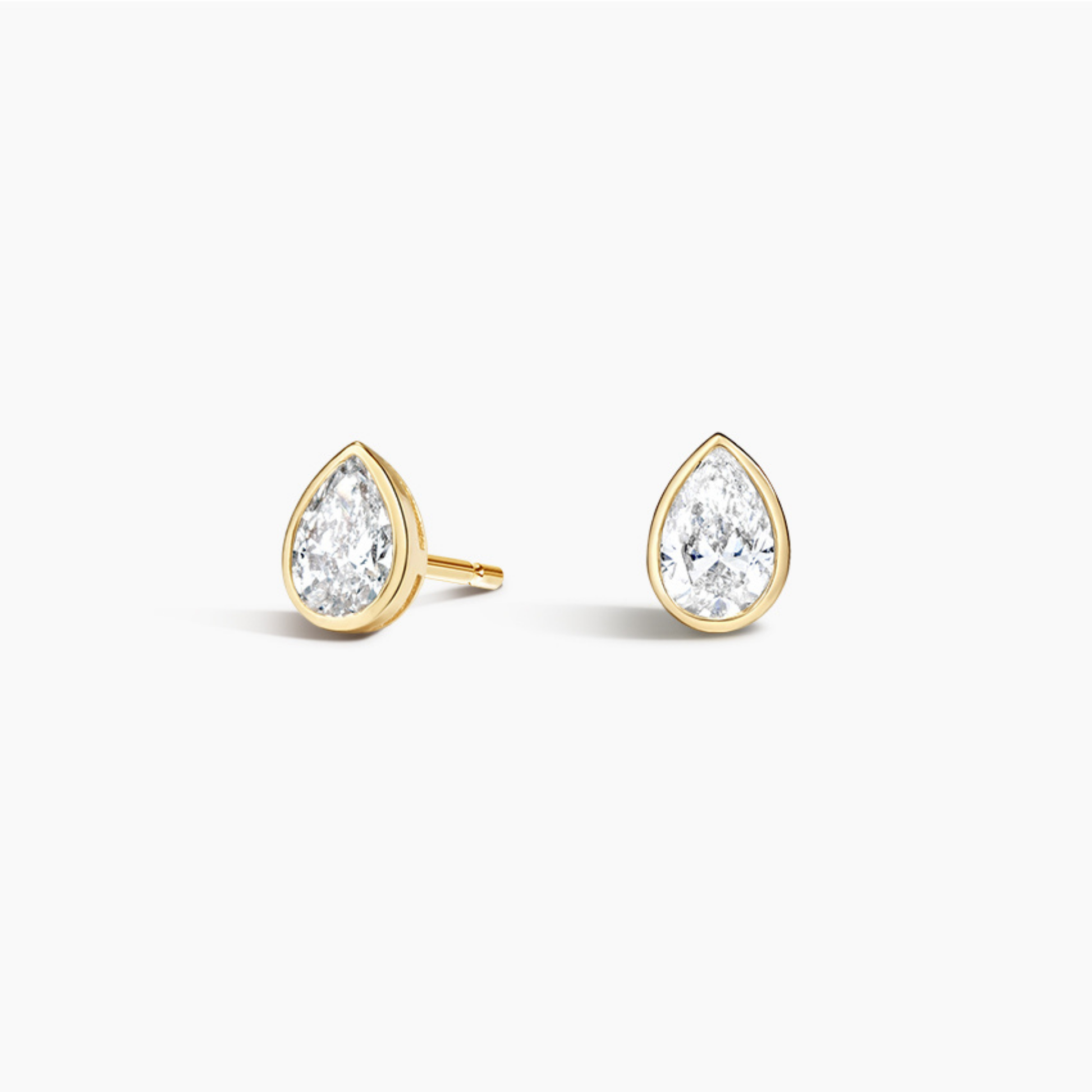 Pear Diamond Bezel Set Studs