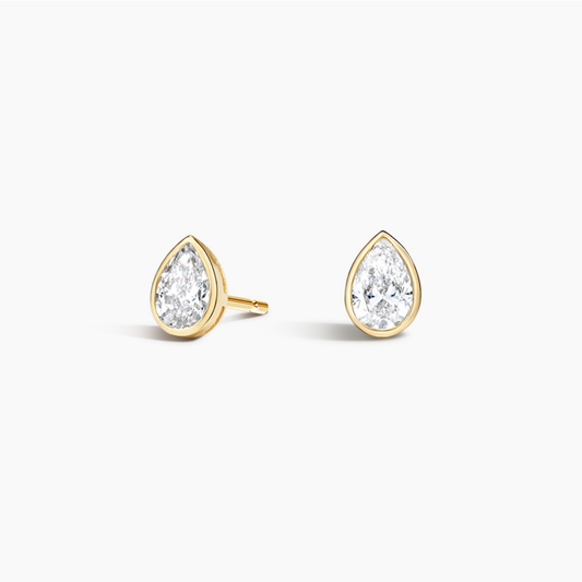 Pear Diamond Bezel Set Studs