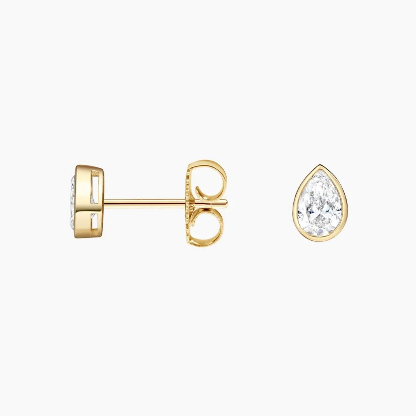 Pear Diamond Bezel Set Studs